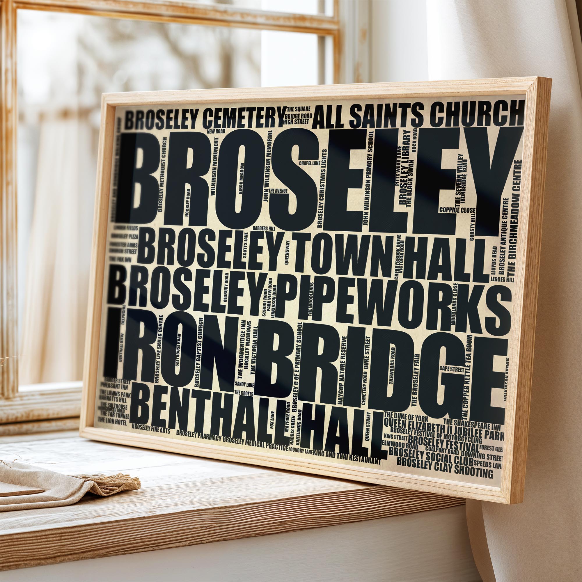 Broseley - Premium Typographic Word Cloud Prints, Posters & Gifts