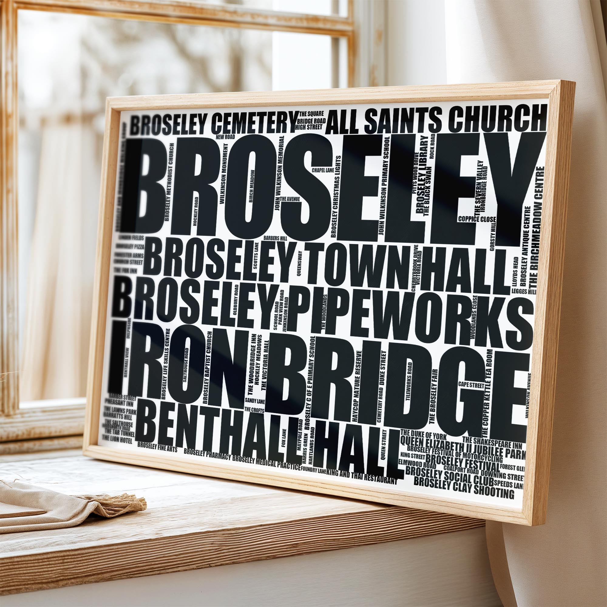 Broseley - Premium Typographic Word Cloud Prints, Posters & Gifts