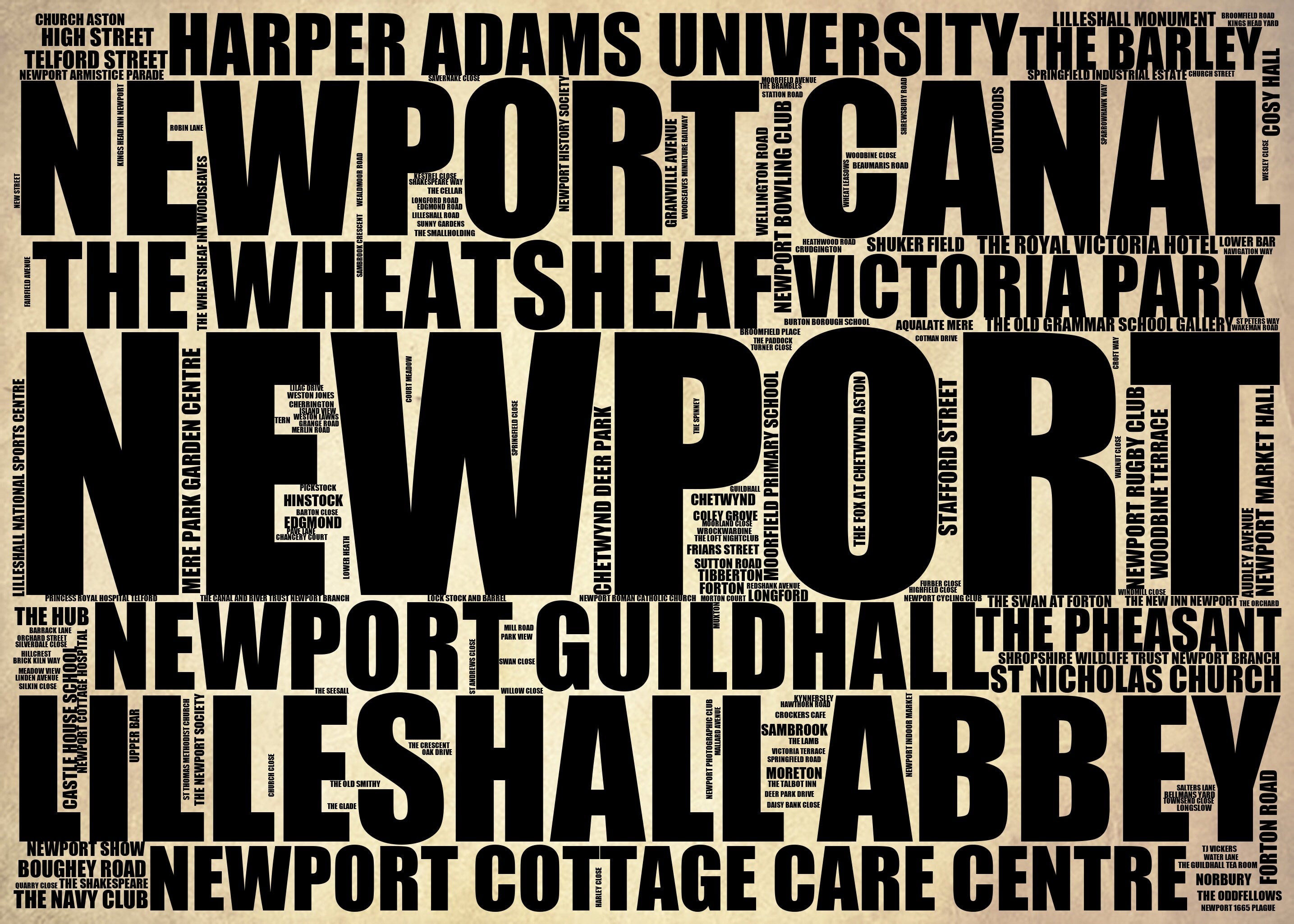 Newport - Premium Typographic Word Cloud Prints, Posters & Gifts