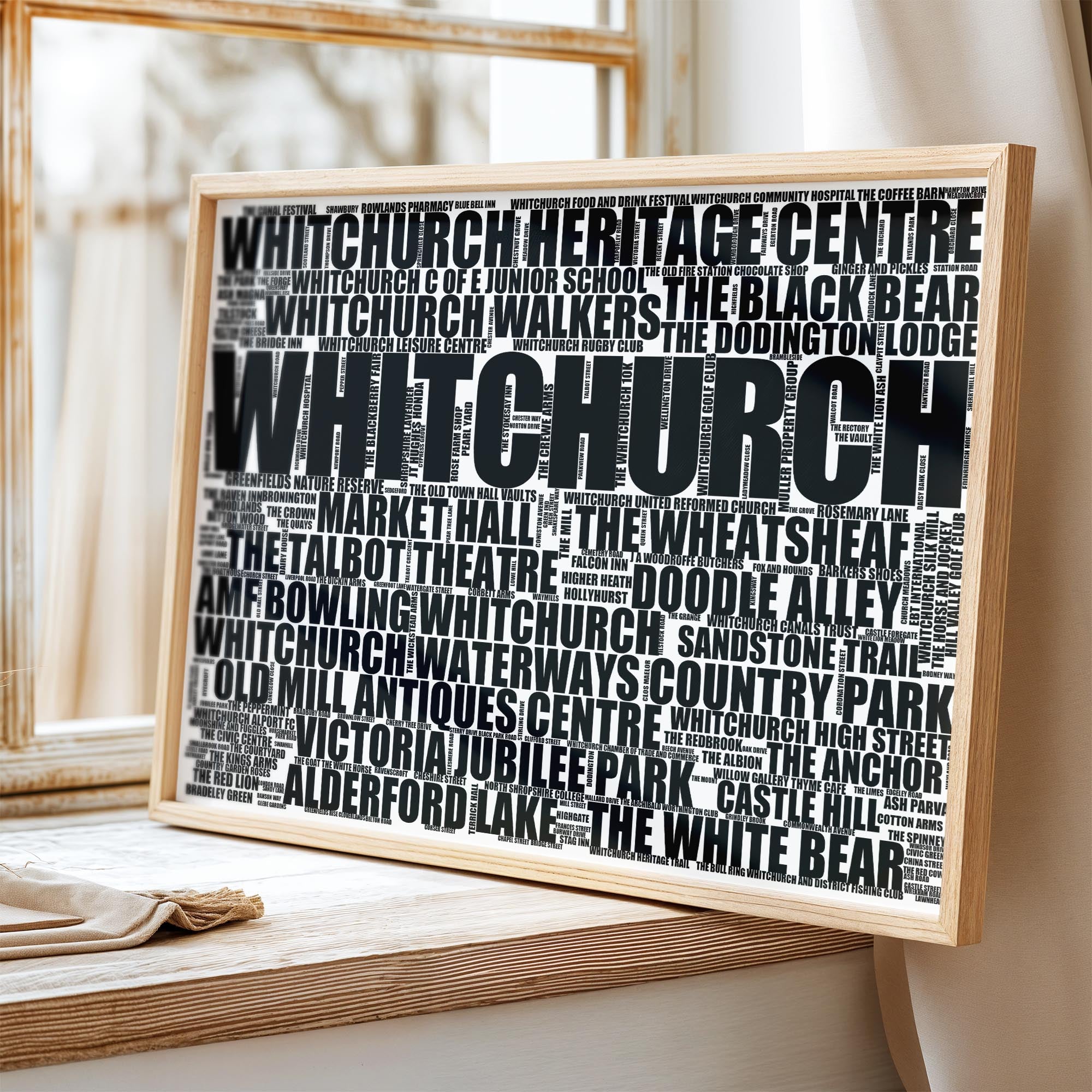 Whitchurch - Premium Typographic Word Cloud Prints, Posters & Gifts