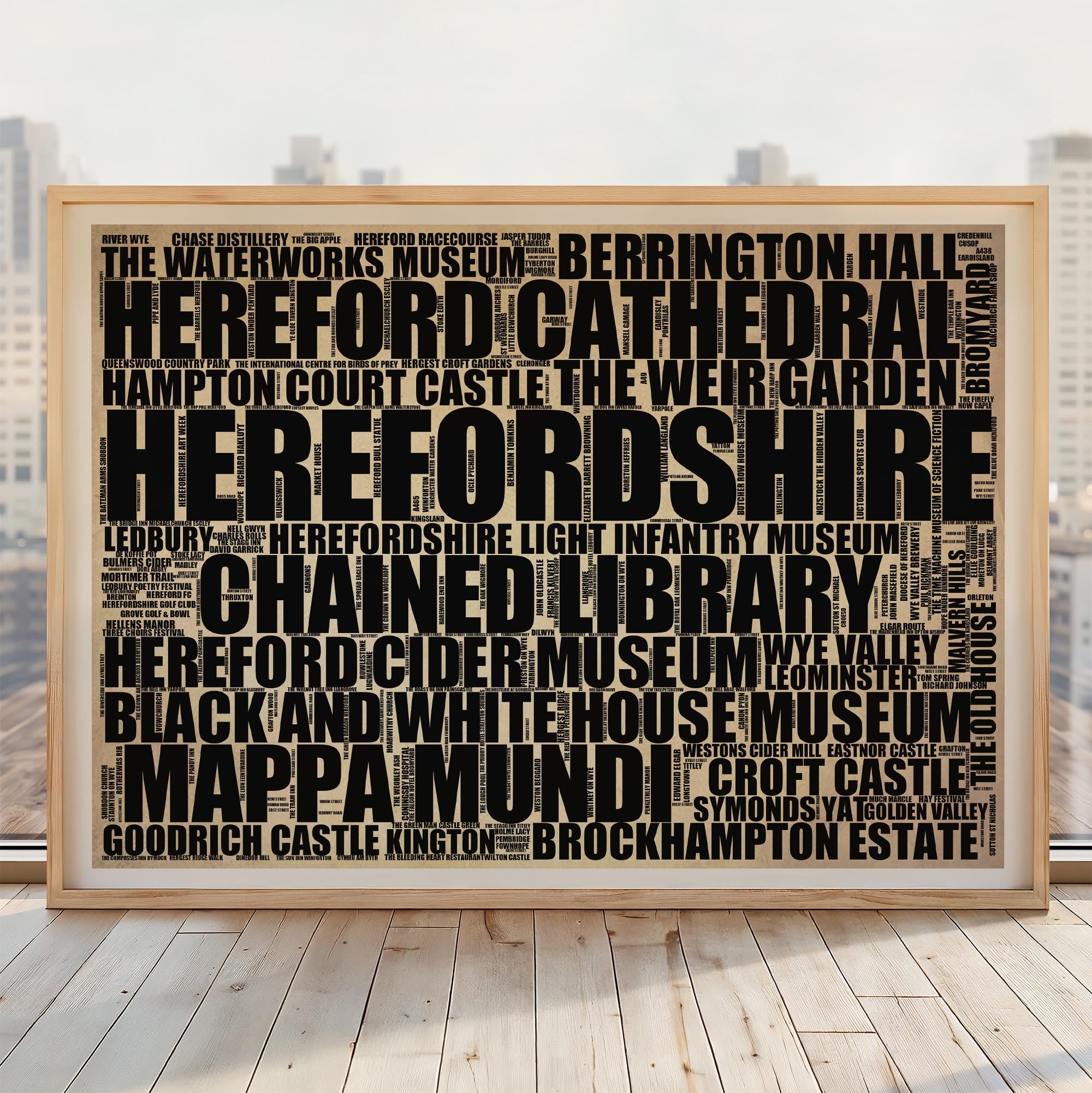 Herefordshire - Premium Typographic Word Cloud Prints, Posters & Gifts