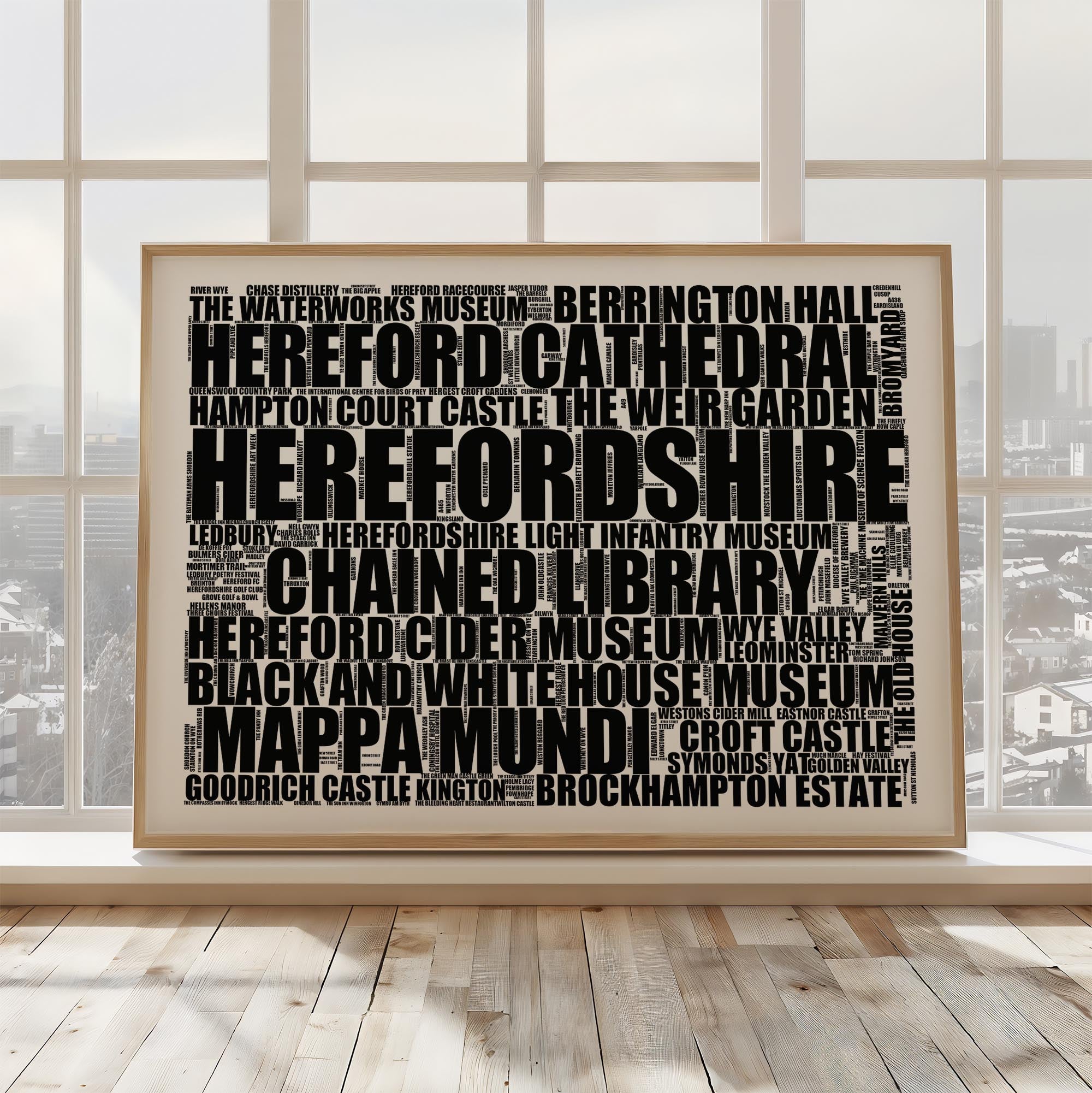 Herefordshire - Premium Typographic Word Cloud Prints, Posters & Gifts