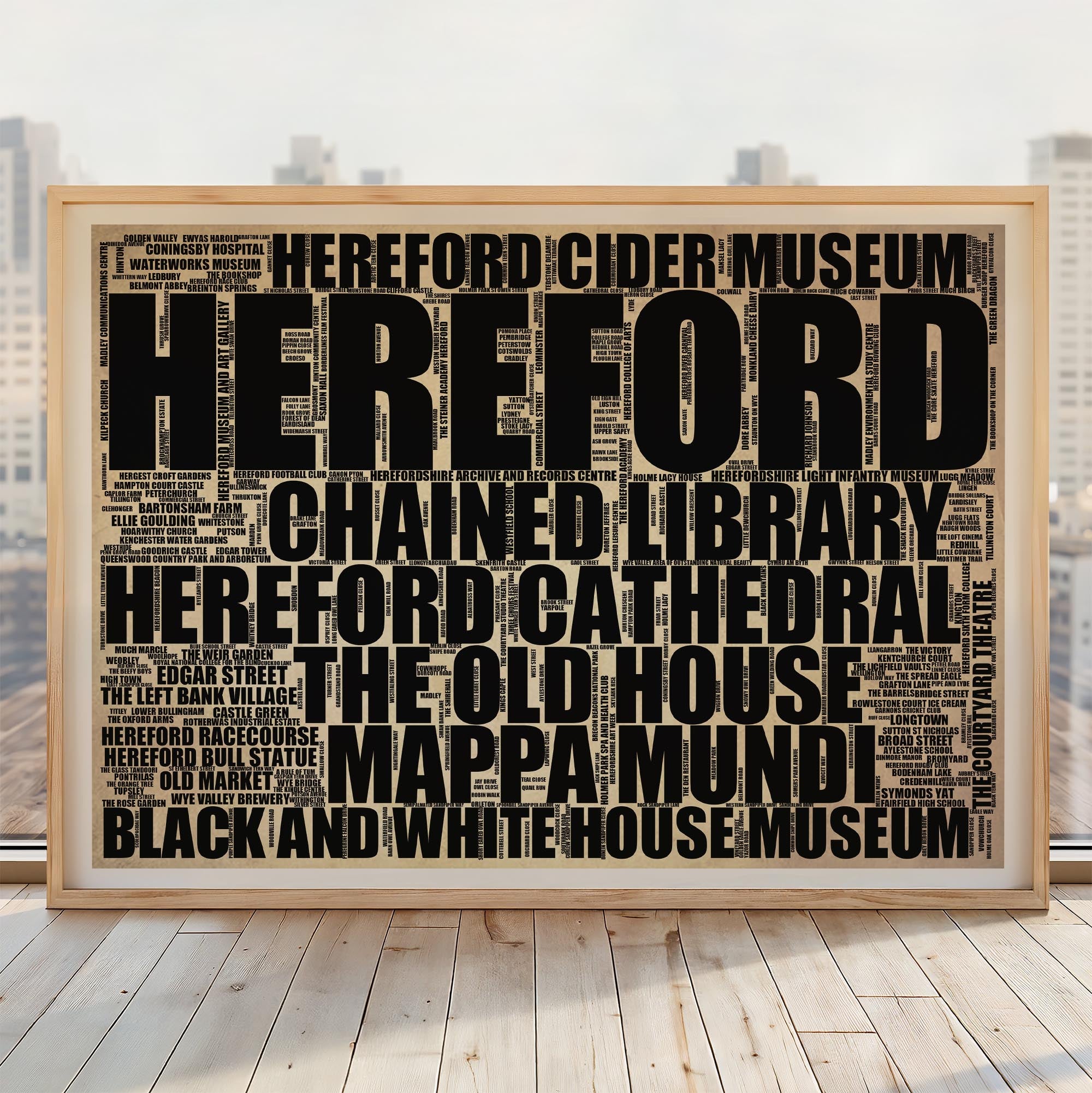 Hereford - Premium Typographic Word Cloud Prints, Posters & Gifts