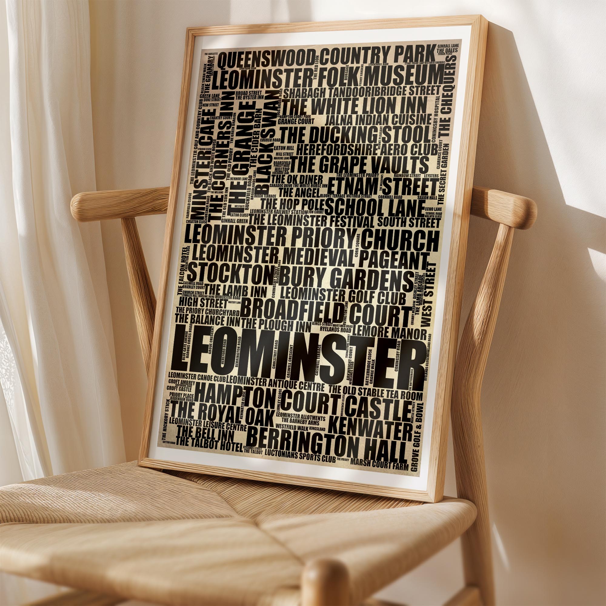 Leominster - Premium Typographic Word Cloud Prints, Posters & Gifts