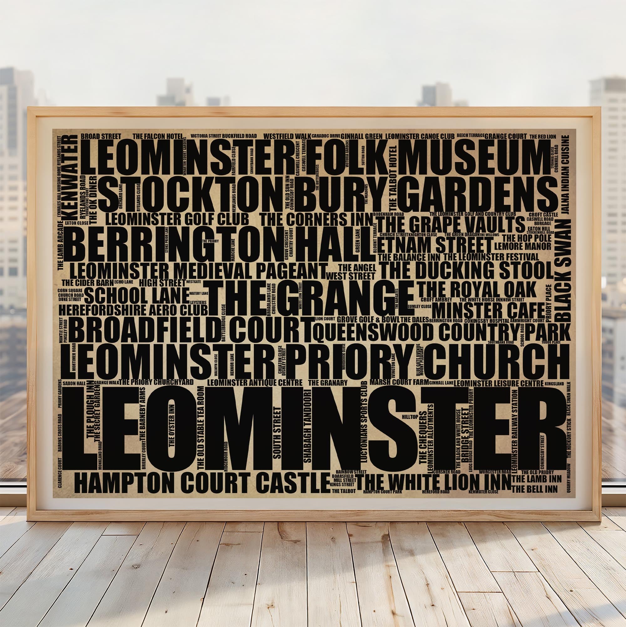 Leominster - Premium Typographic Word Cloud Prints, Posters & Gifts