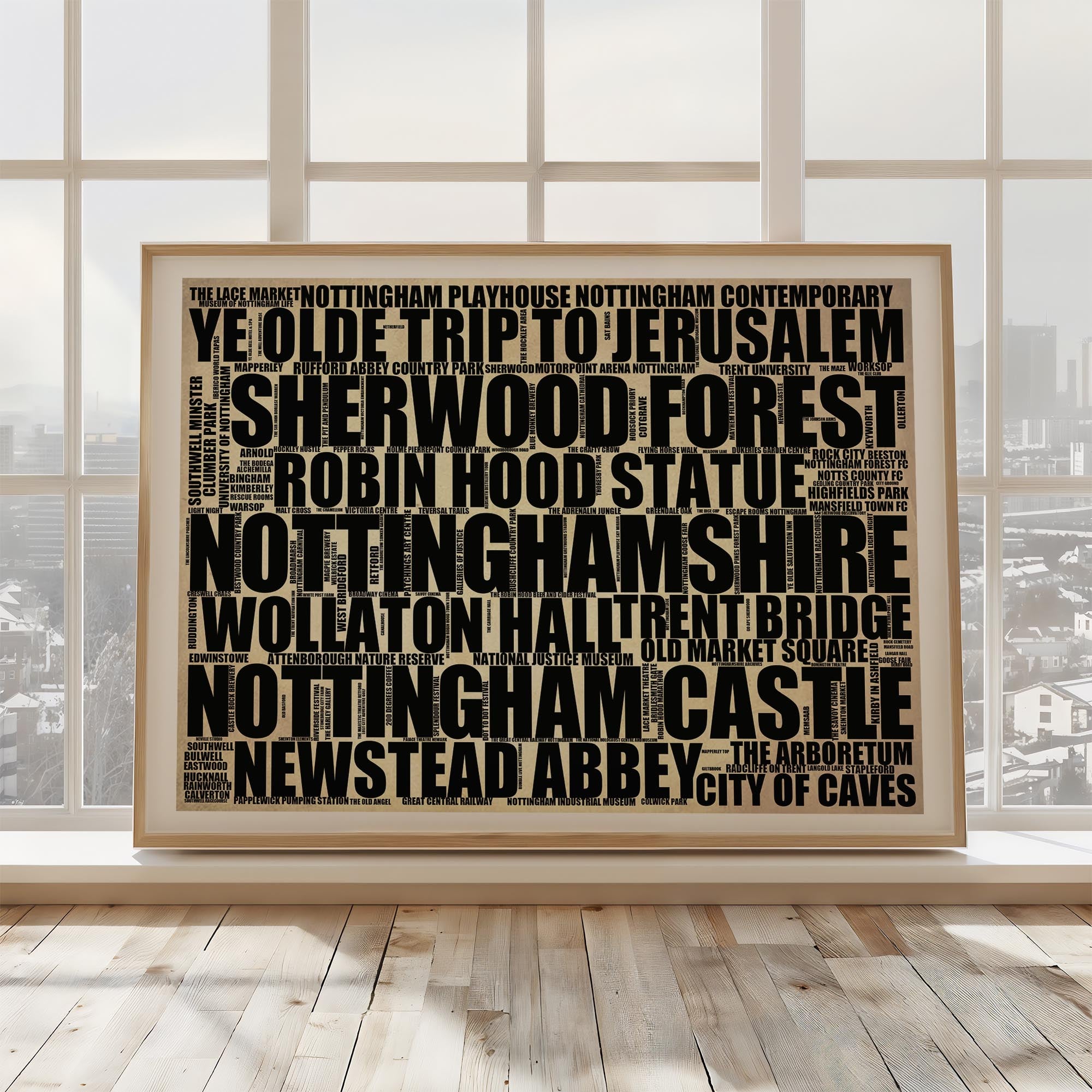 Nottinghamshire - Premium Typographic Word Cloud Prints, Posters & Gifts