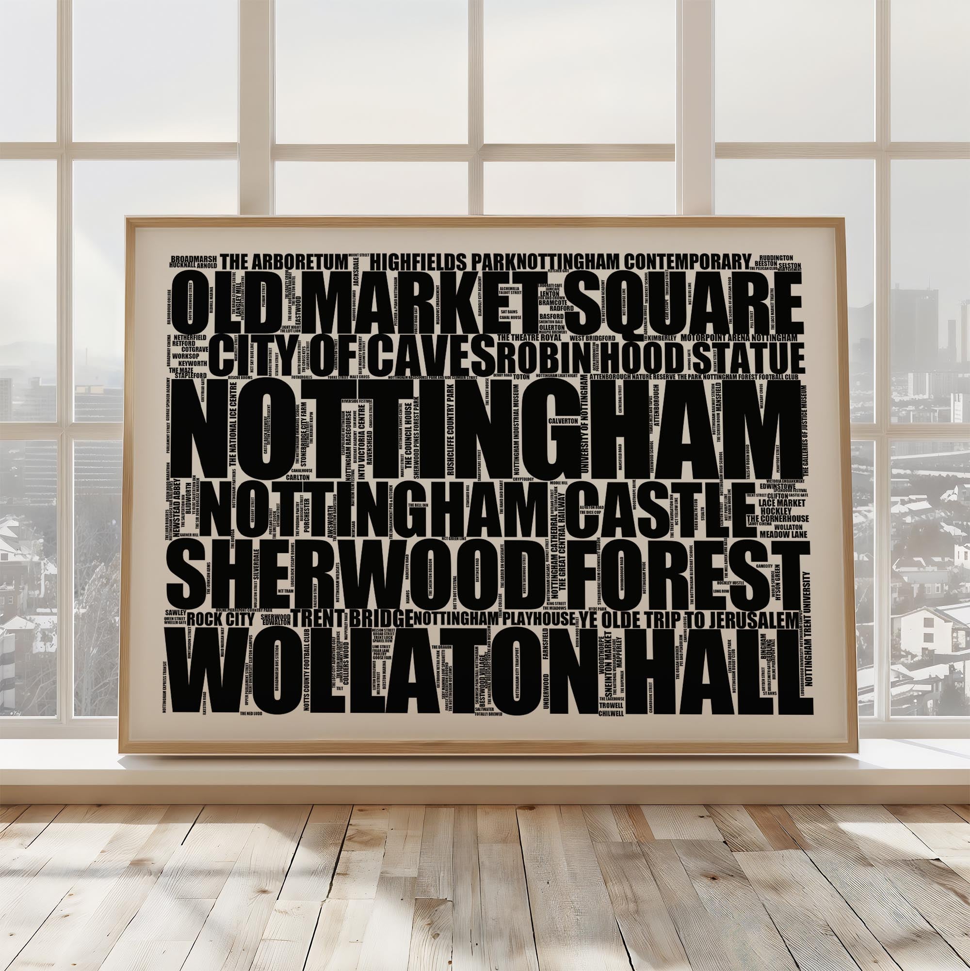 Nottingham - Premium Typographic Word Cloud Prints, Posters & Gifts