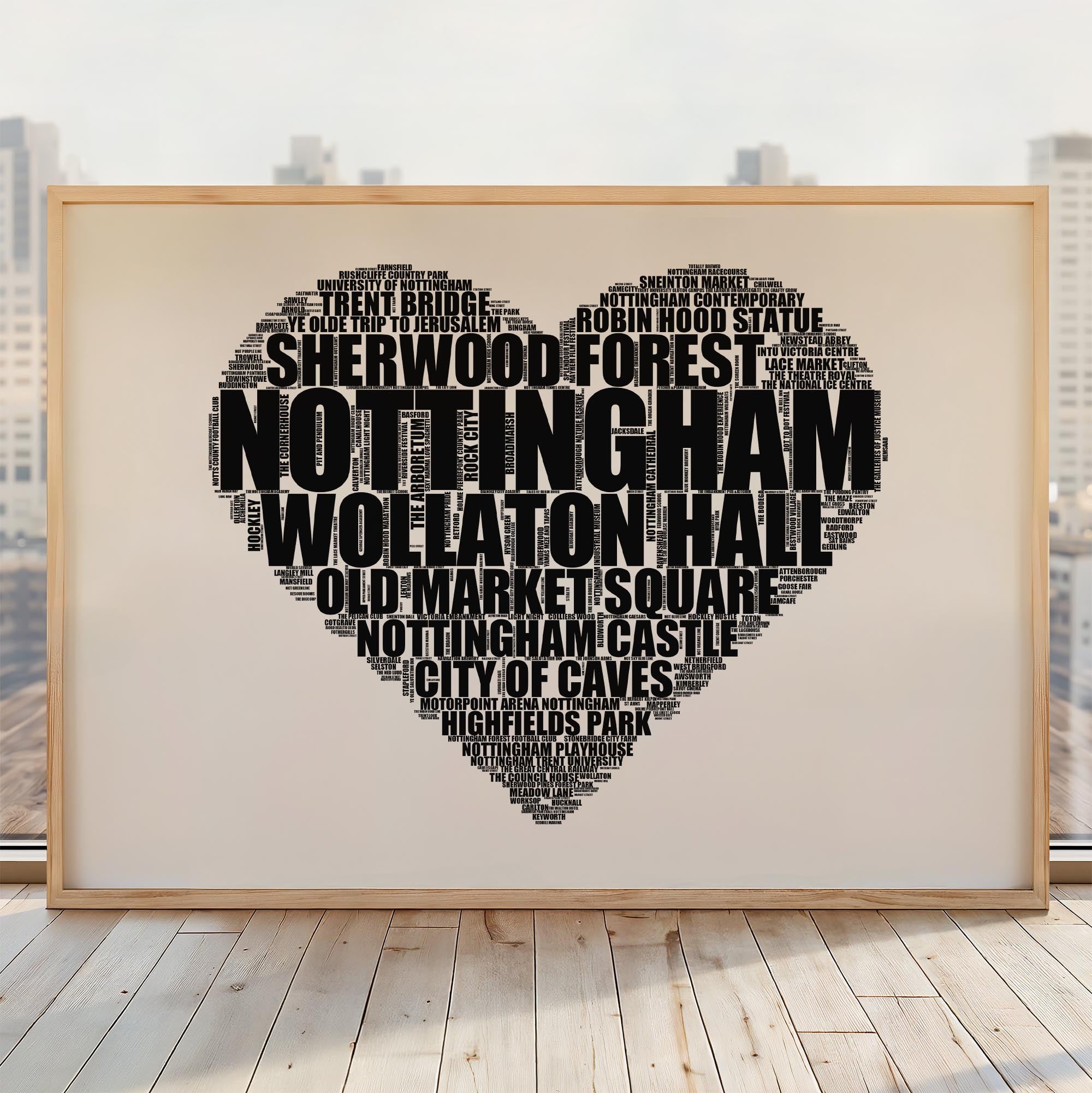 Nottingham - Premium Typographic Word Cloud Prints, Posters & Gifts