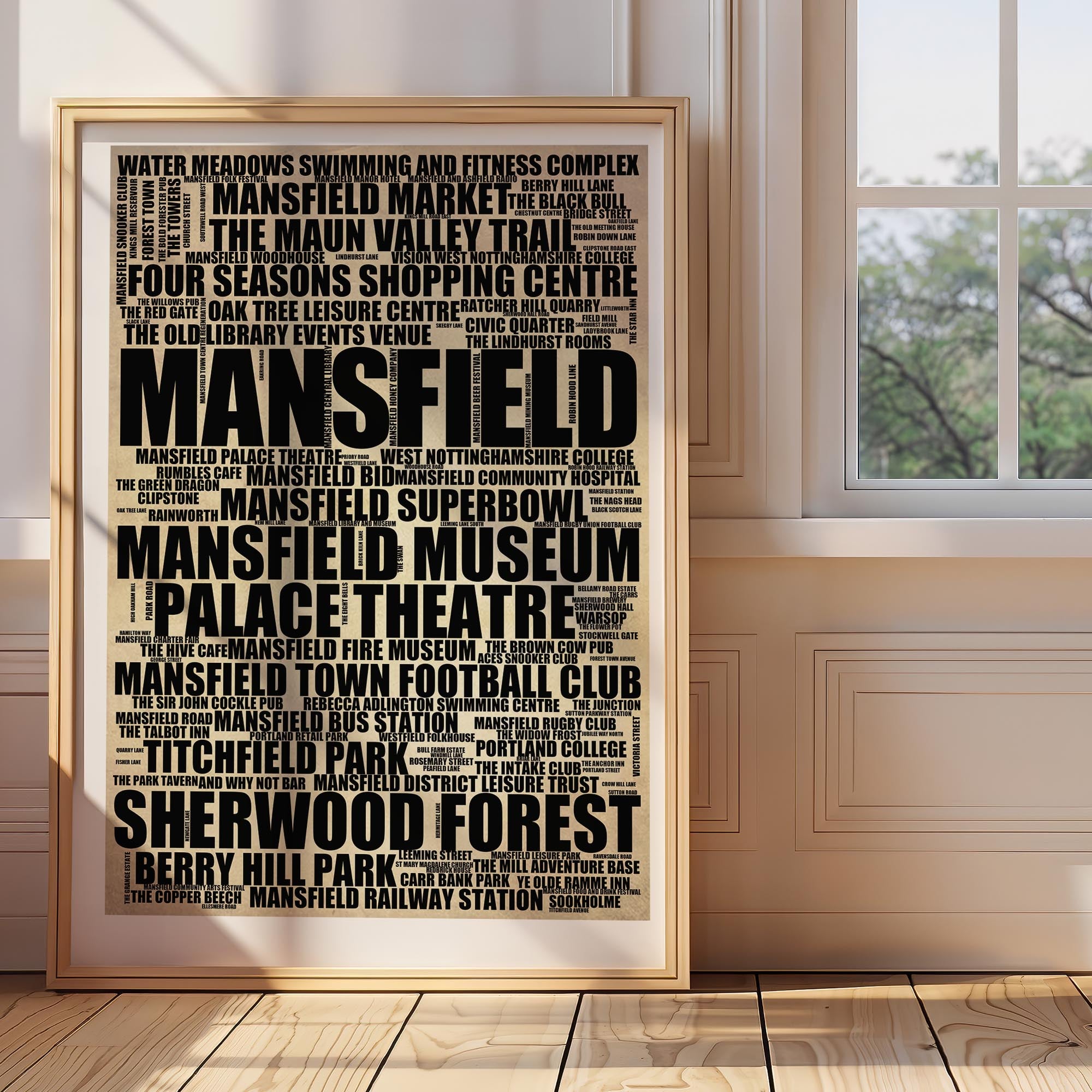 Mansfield - Premium Typographic Word Cloud Prints, Posters & Gifts