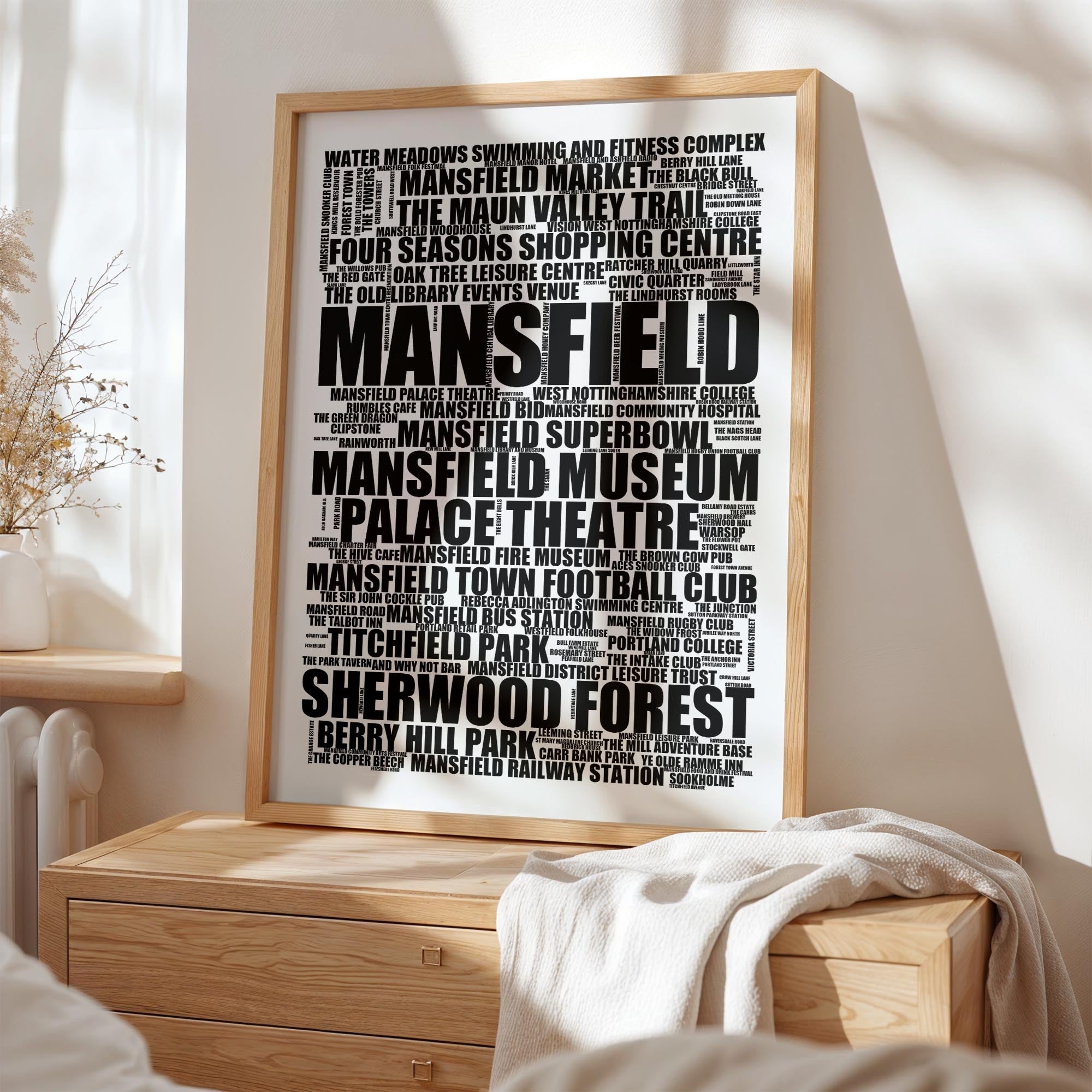 Mansfield - Premium Typographic Word Cloud Prints, Posters & Gifts