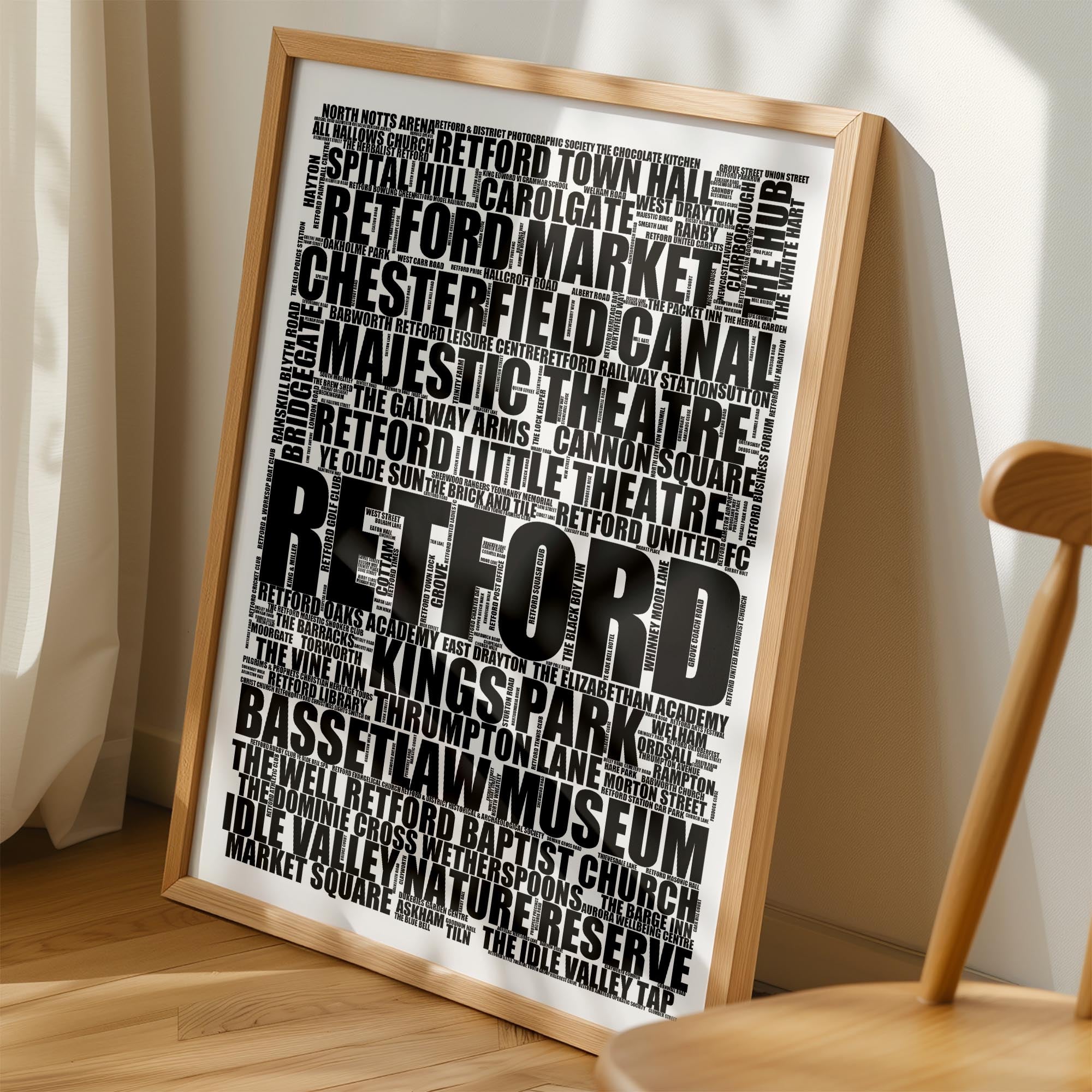 Retford - Premium Typographic Word Cloud Prints, Posters & Gifts