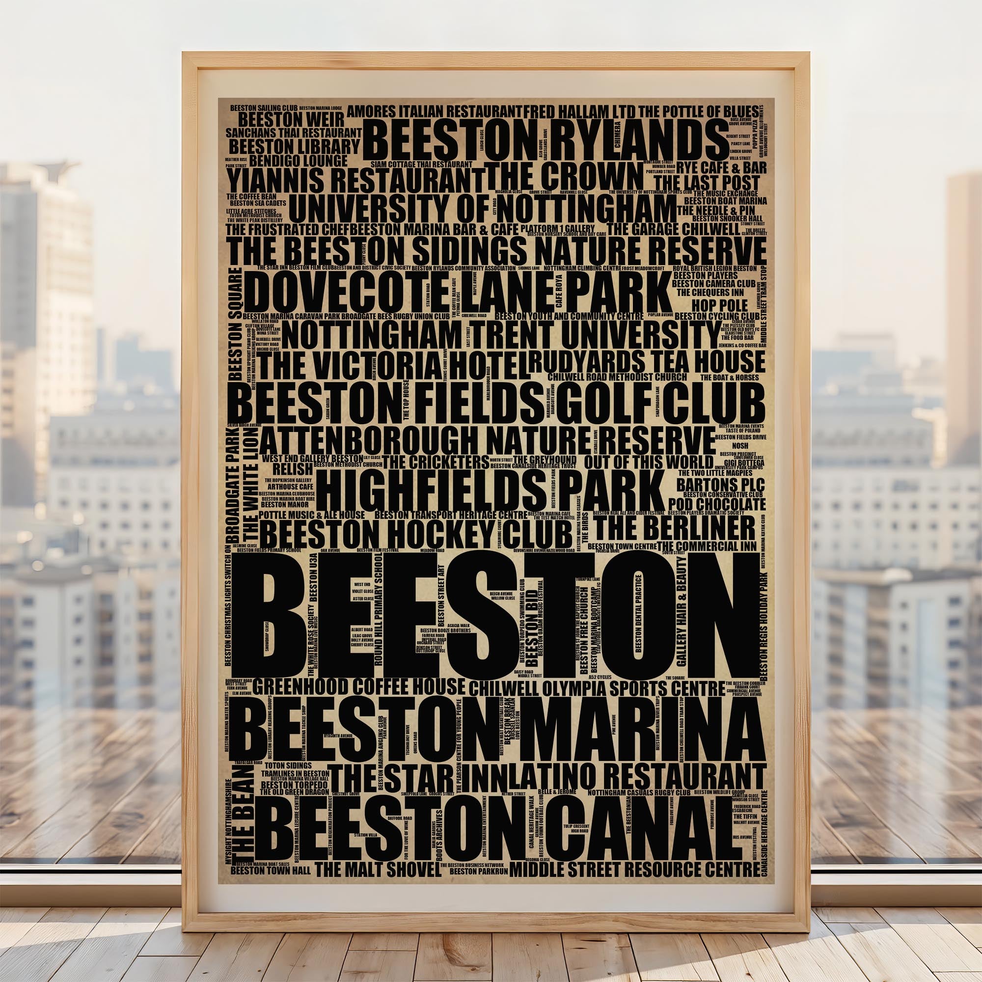 Beeston - Premium Typographic Word Cloud Prints, Posters & Gifts