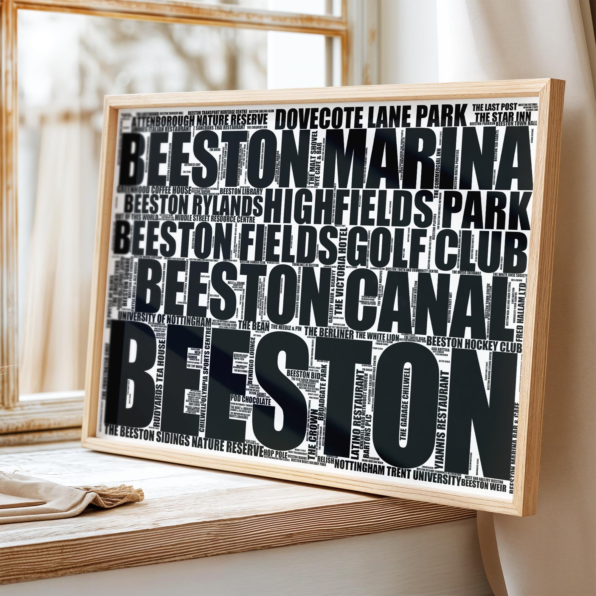 Beeston - Premium Typographic Word Cloud Prints, Posters & Gifts