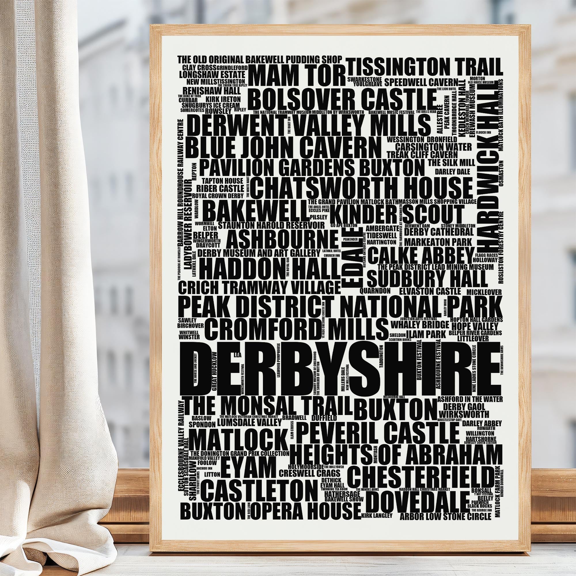 Derbyshire - Premium Typographic Word Cloud Prints, Posters & Gifts