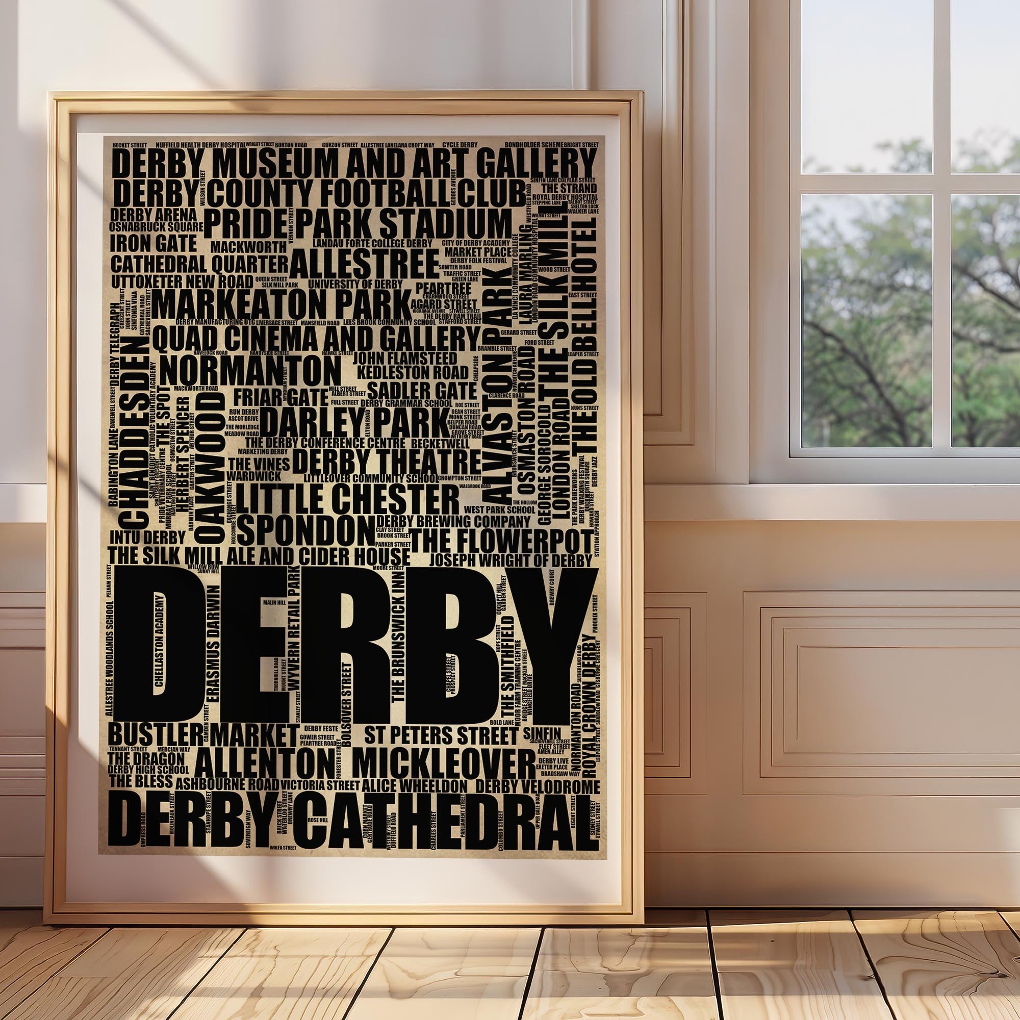Derby - Premium Typographic Word Cloud Prints, Posters & Gifts