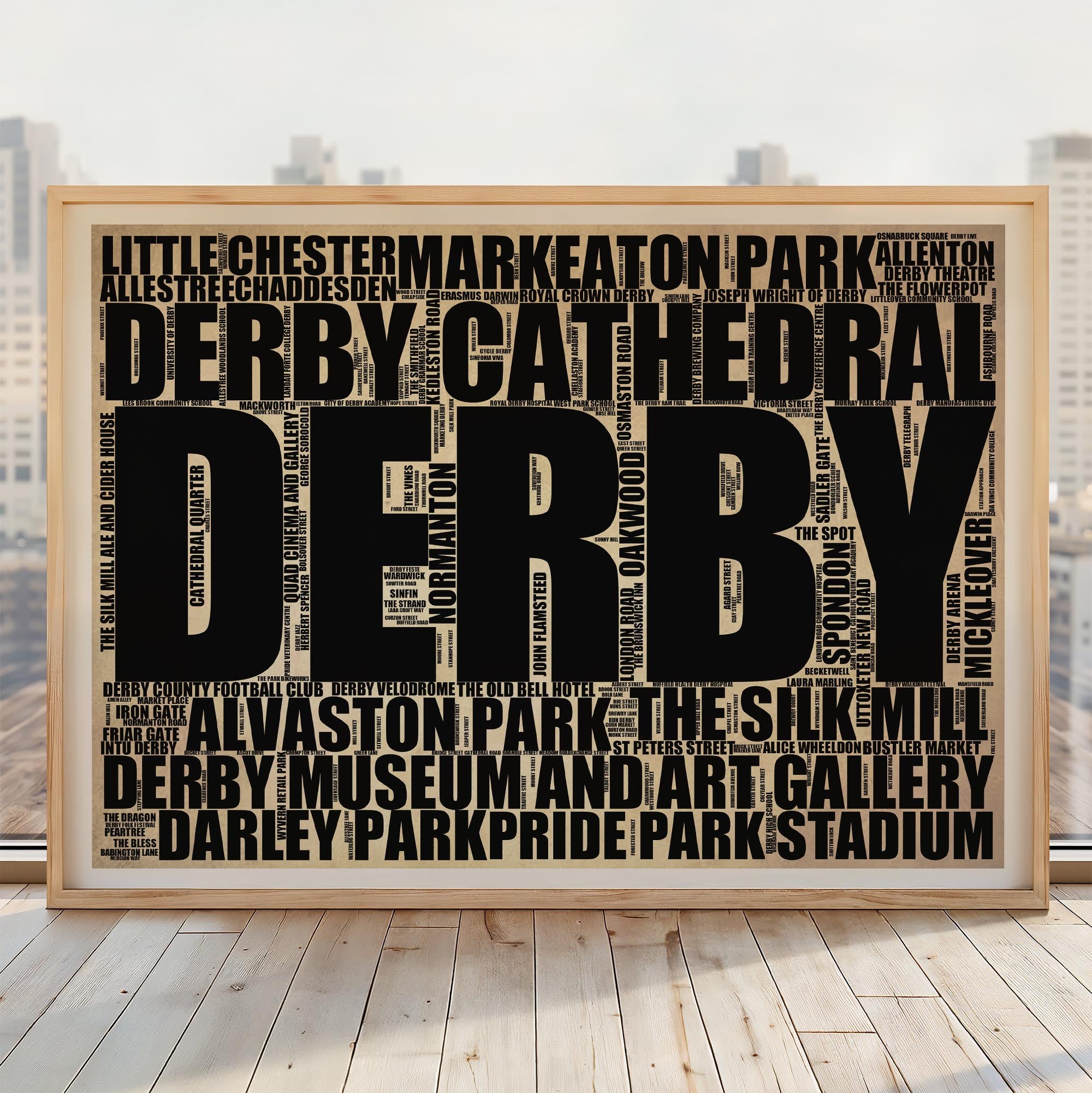 Derby - Premium Typographic Word Cloud Prints, Posters & Gifts