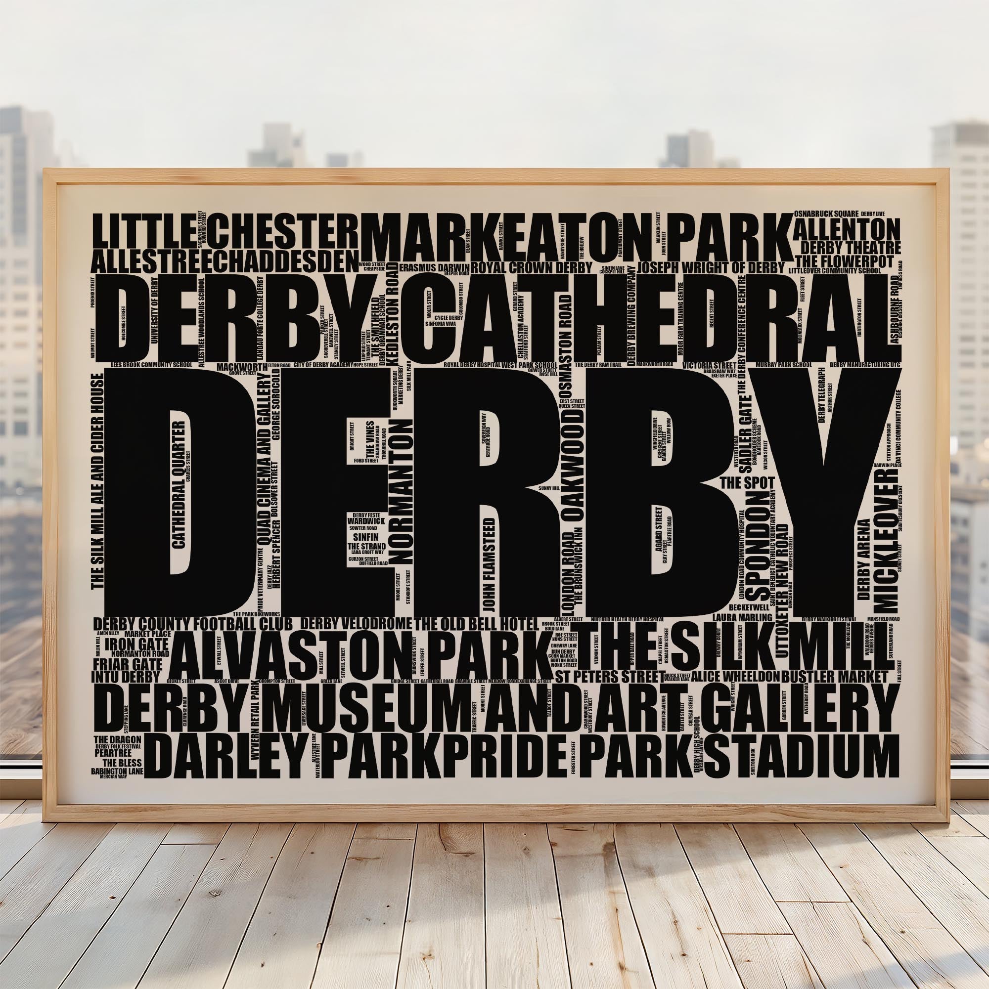 Derby - Premium Typographic Word Cloud Prints, Posters & Gifts