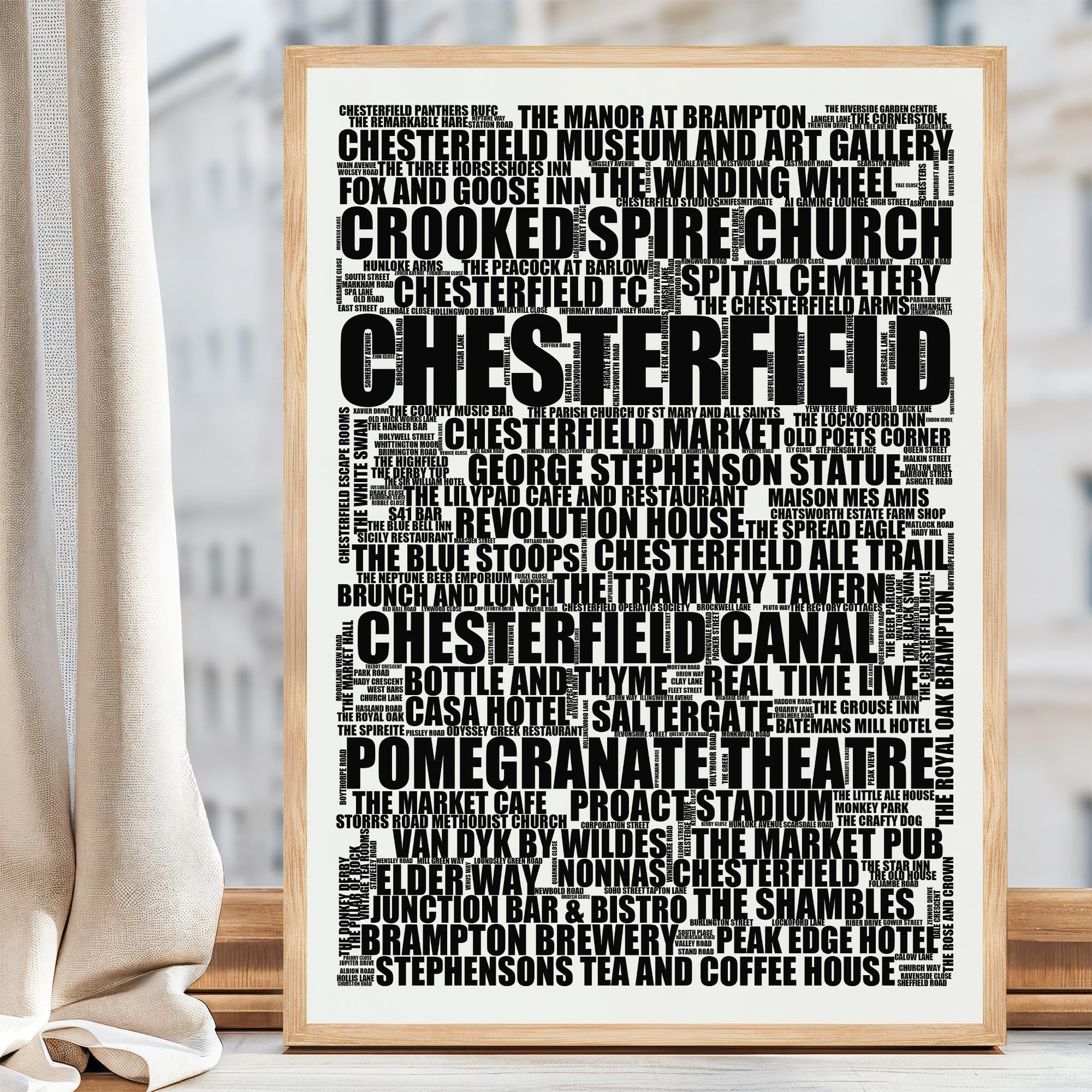 Chesterfield - Premium Typographic Word Cloud Prints, Posters & Gifts