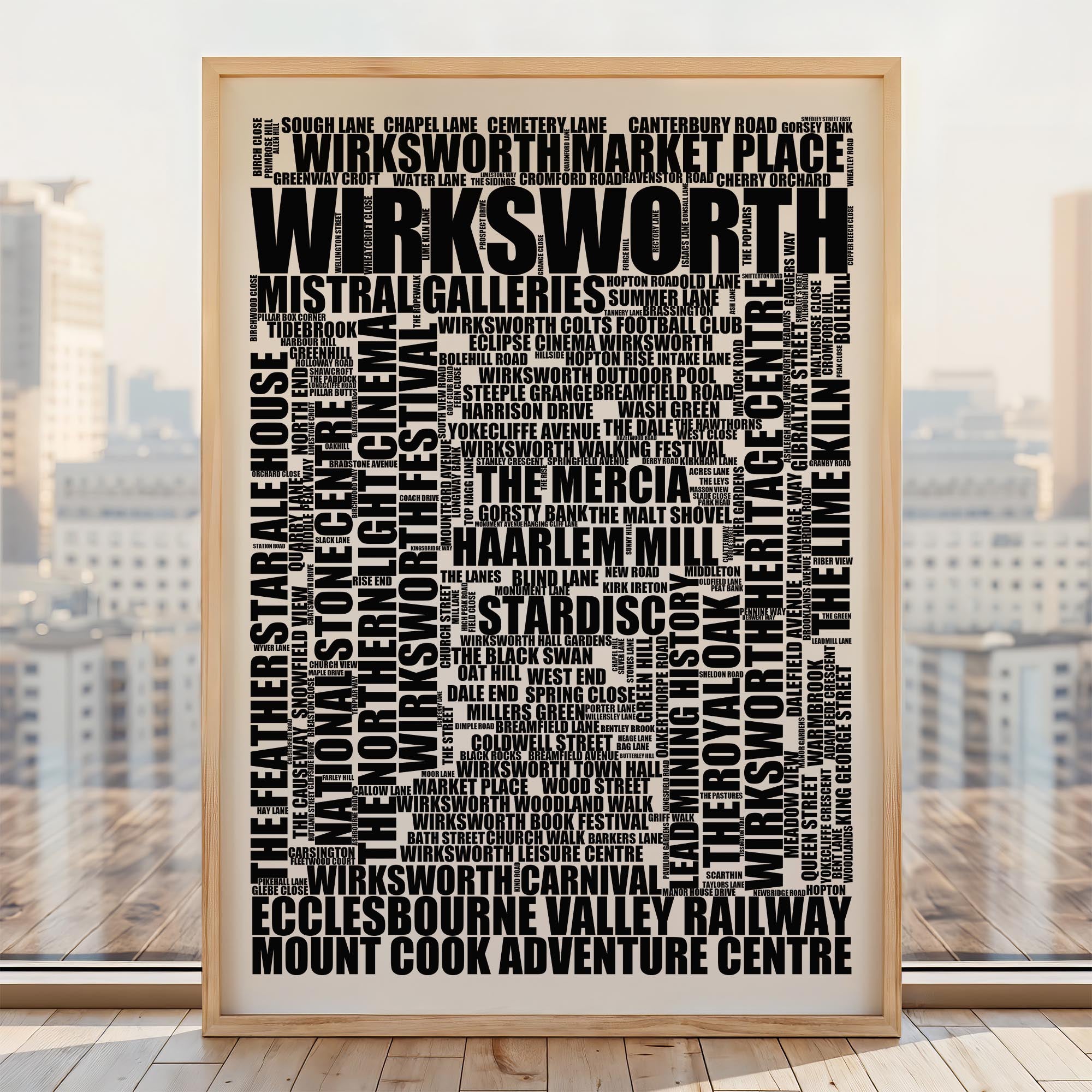 Wirksworth - Premium Typographic Word Cloud Prints, Posters & Gifts