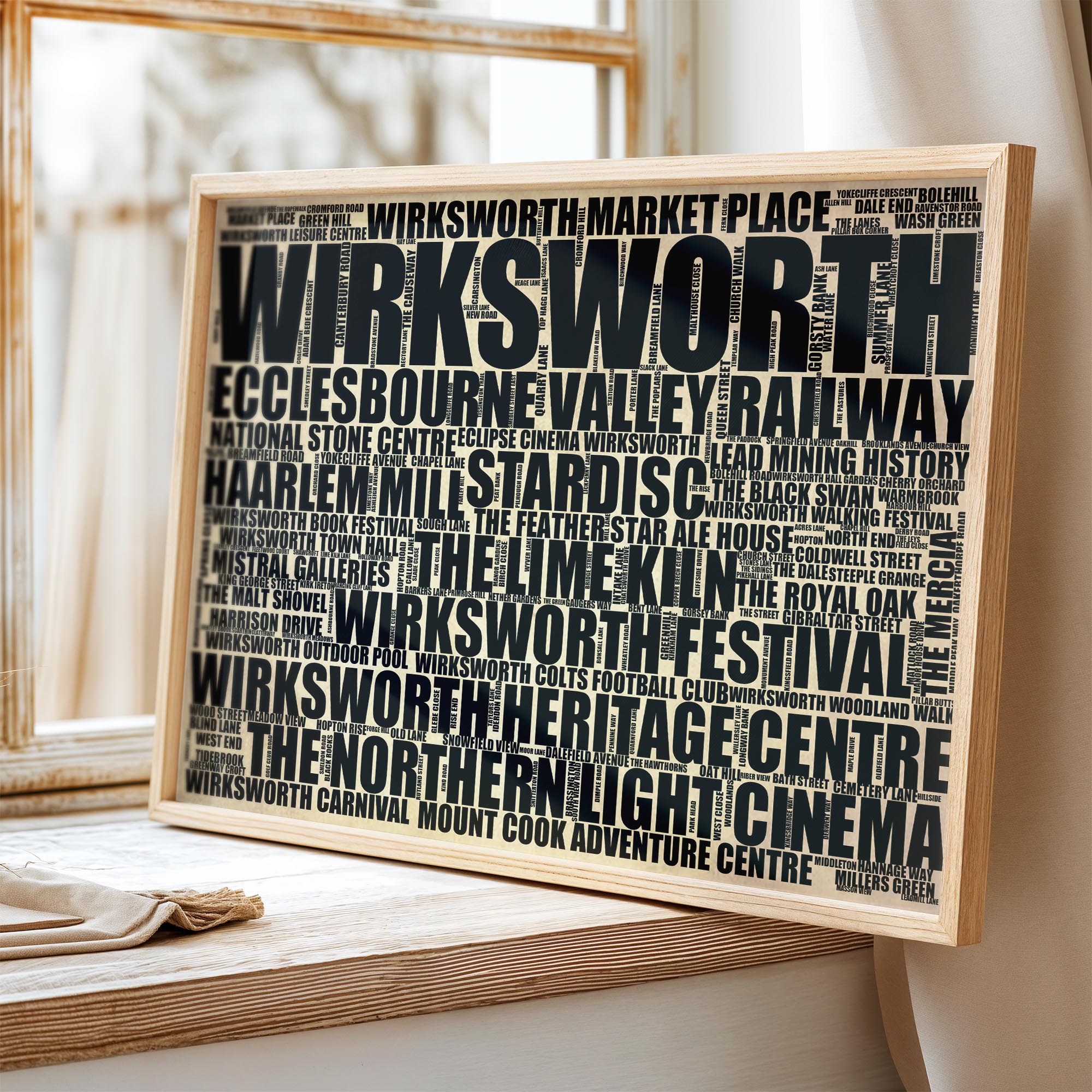 Wirksworth - Premium Typographic Word Cloud Prints, Posters & Gifts