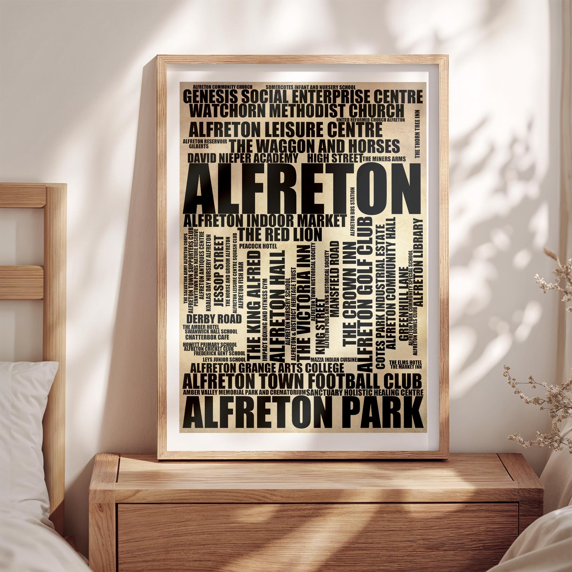 Alfreton - Premium Typographic Word Cloud Prints, Posters & Gifts