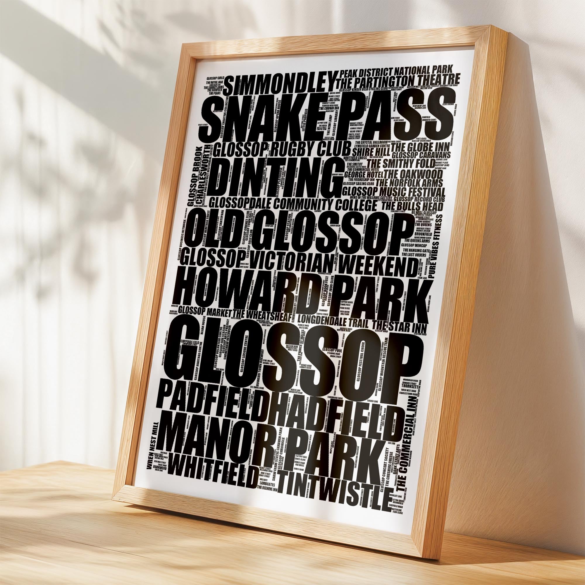 Glossop - Premium Typographic Word Cloud Prints, Posters & Gifts