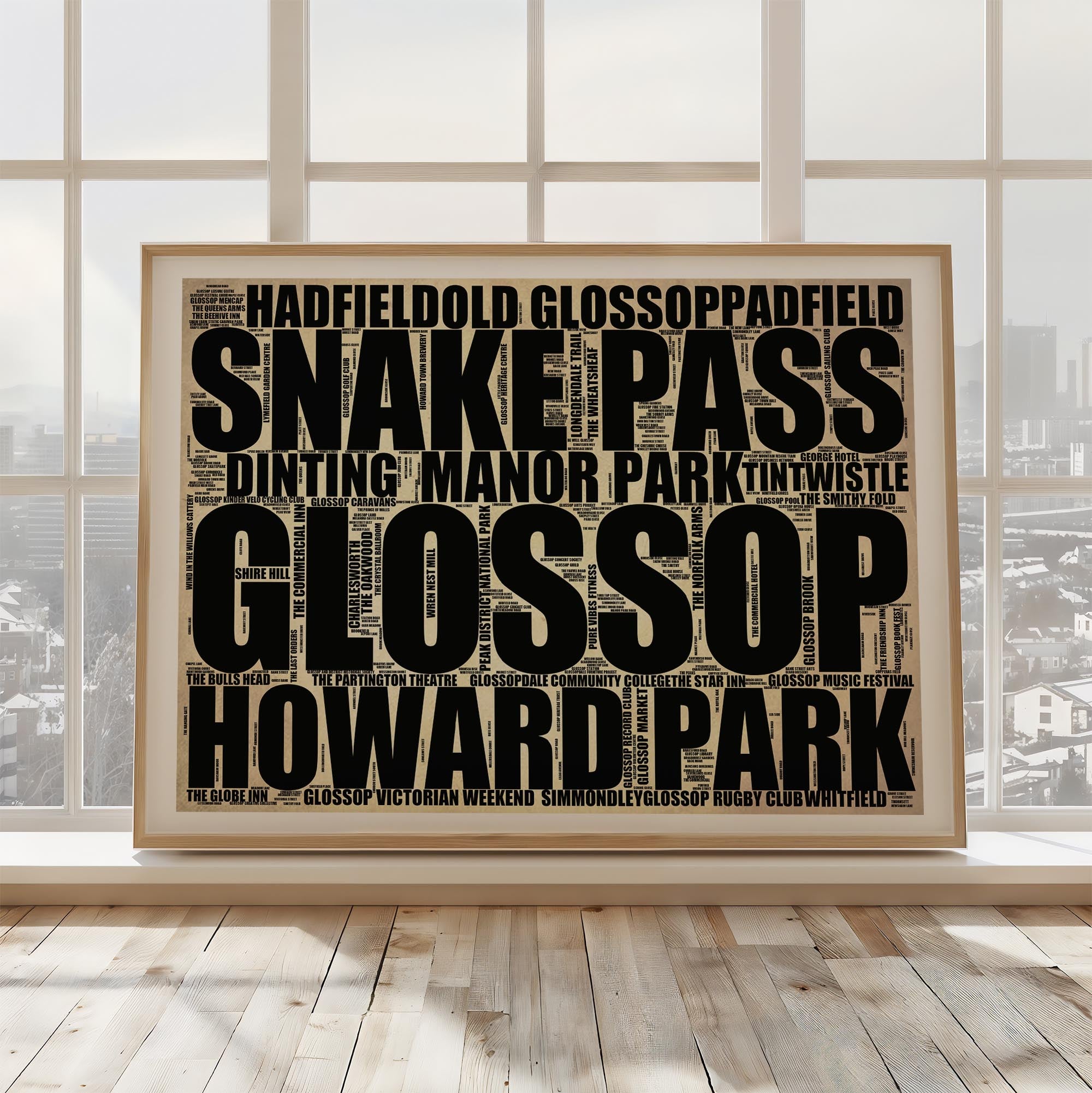 Glossop - Premium Typographic Word Cloud Prints, Posters & Gifts