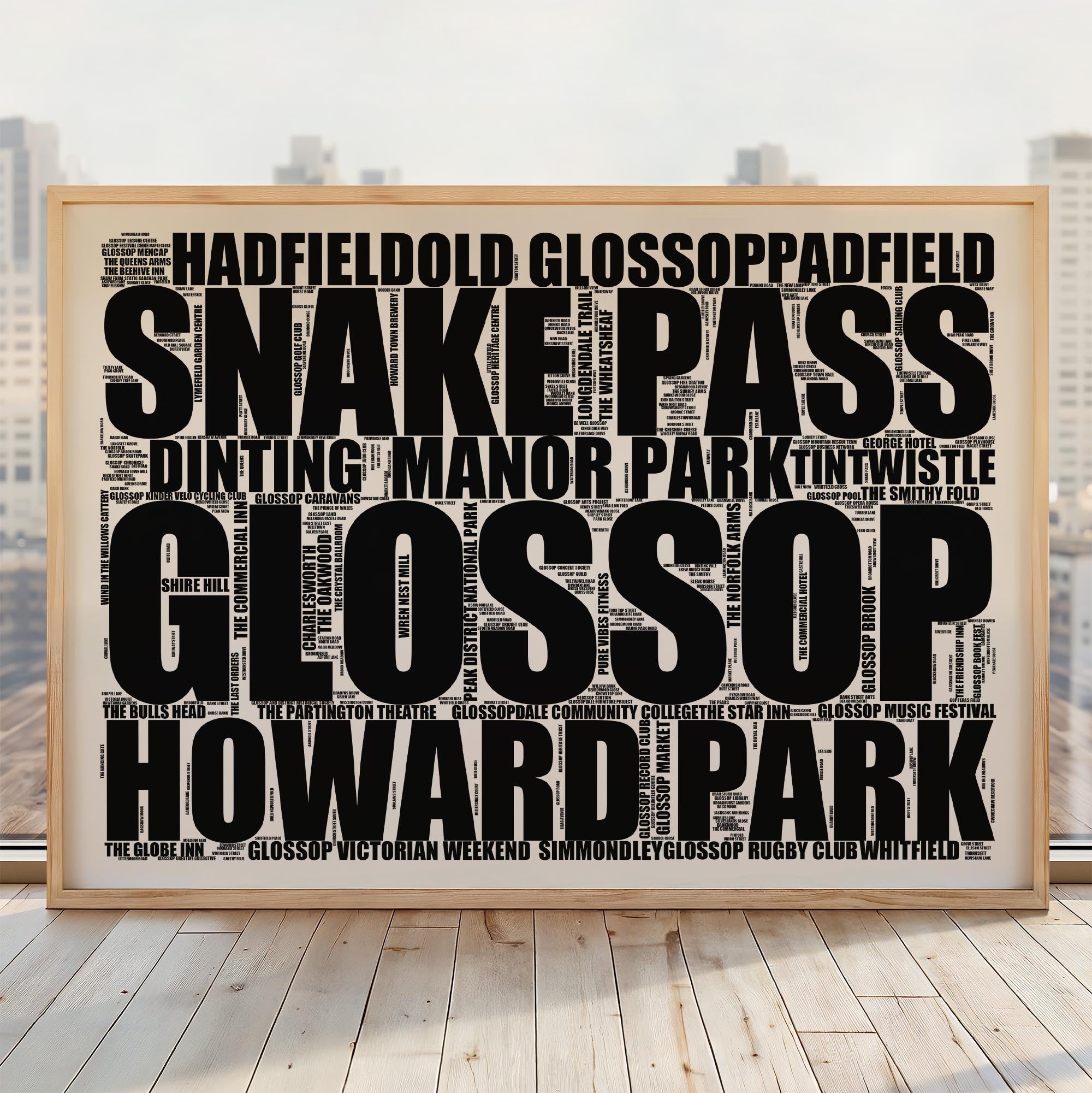 Glossop - Premium Typographic Word Cloud Prints, Posters & Gifts