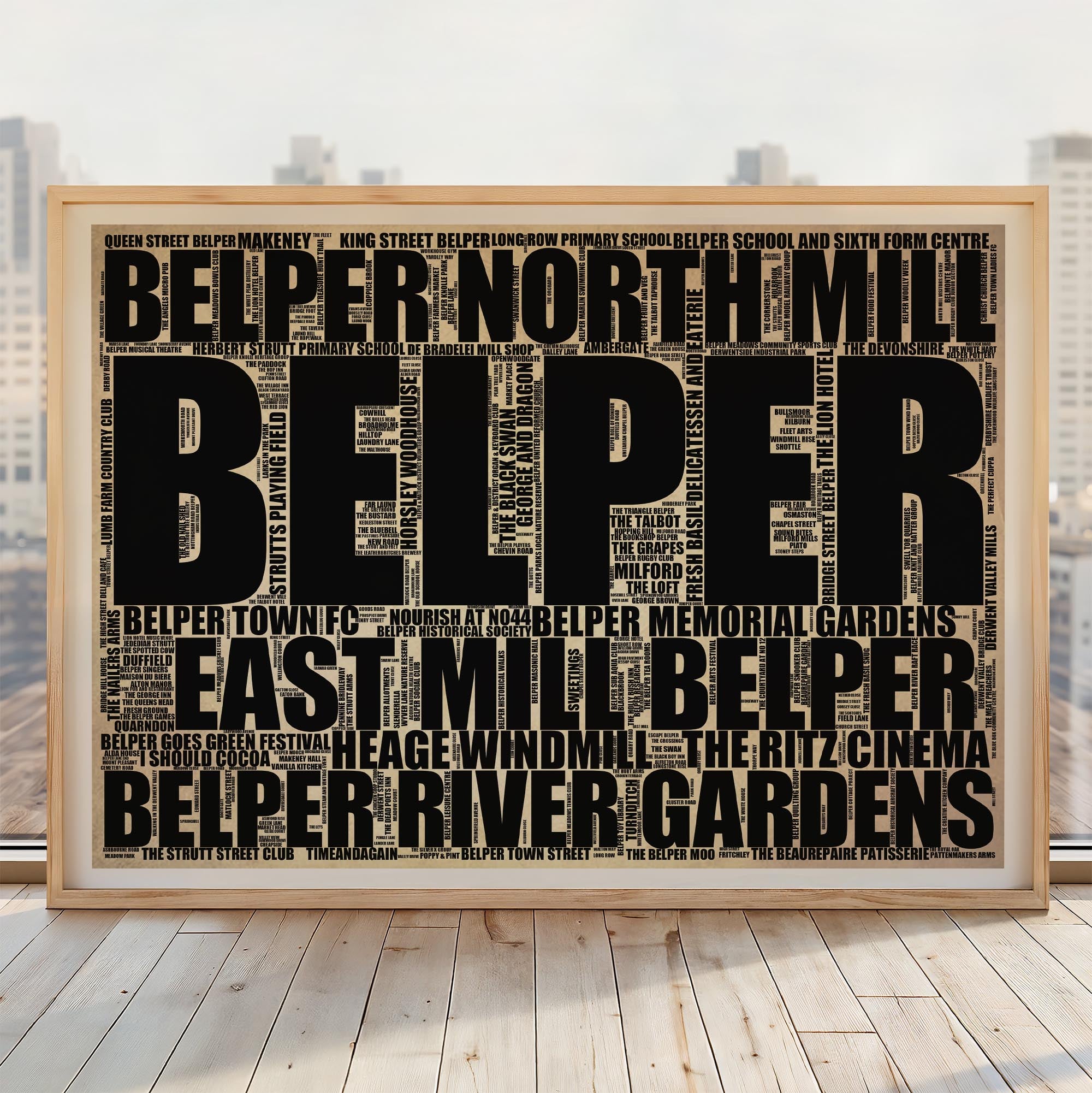 Belper - Premium Typographic Word Cloud Prints, Posters & Gifts