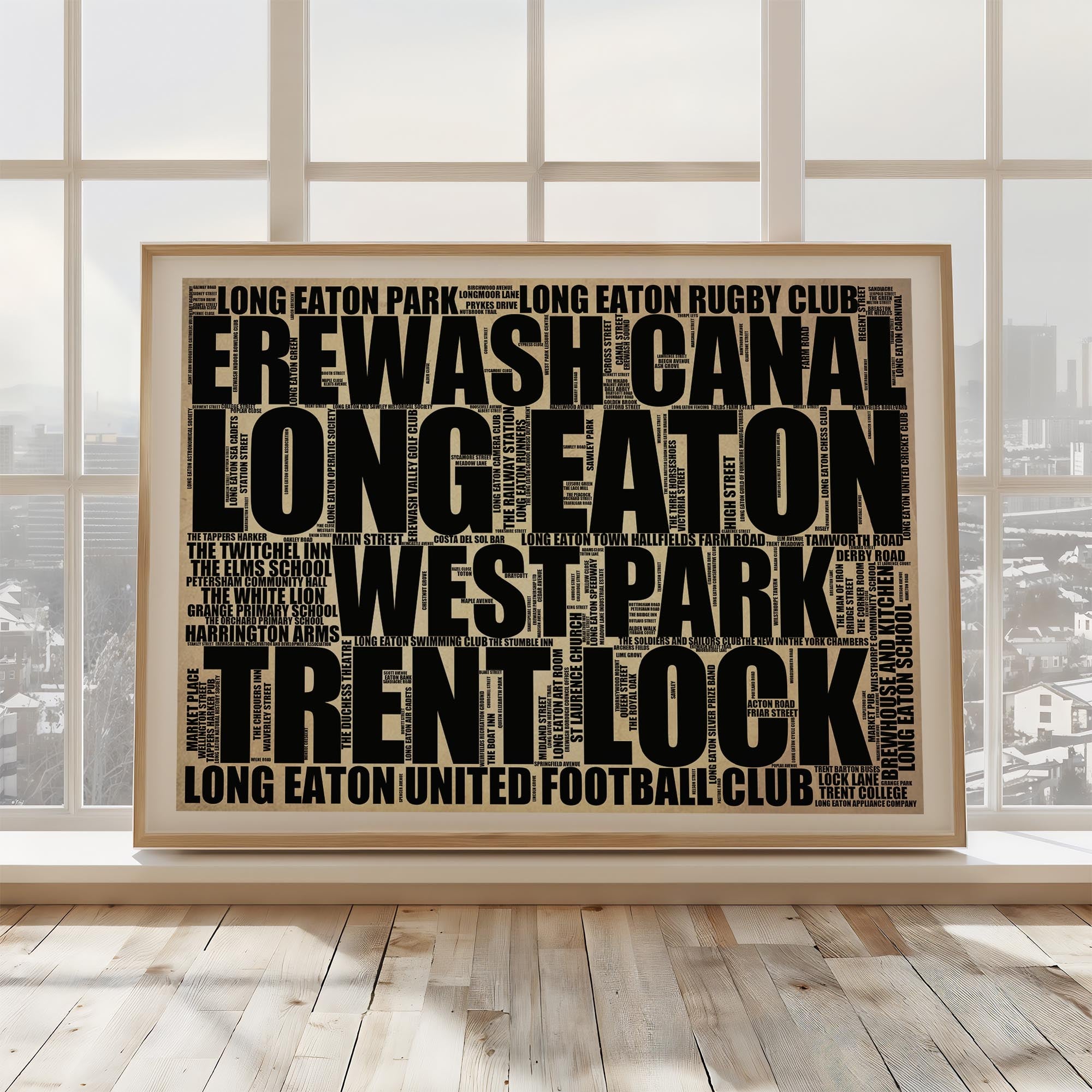 Long Eaton - Premium Typographic Word Cloud Prints, Posters & Gifts