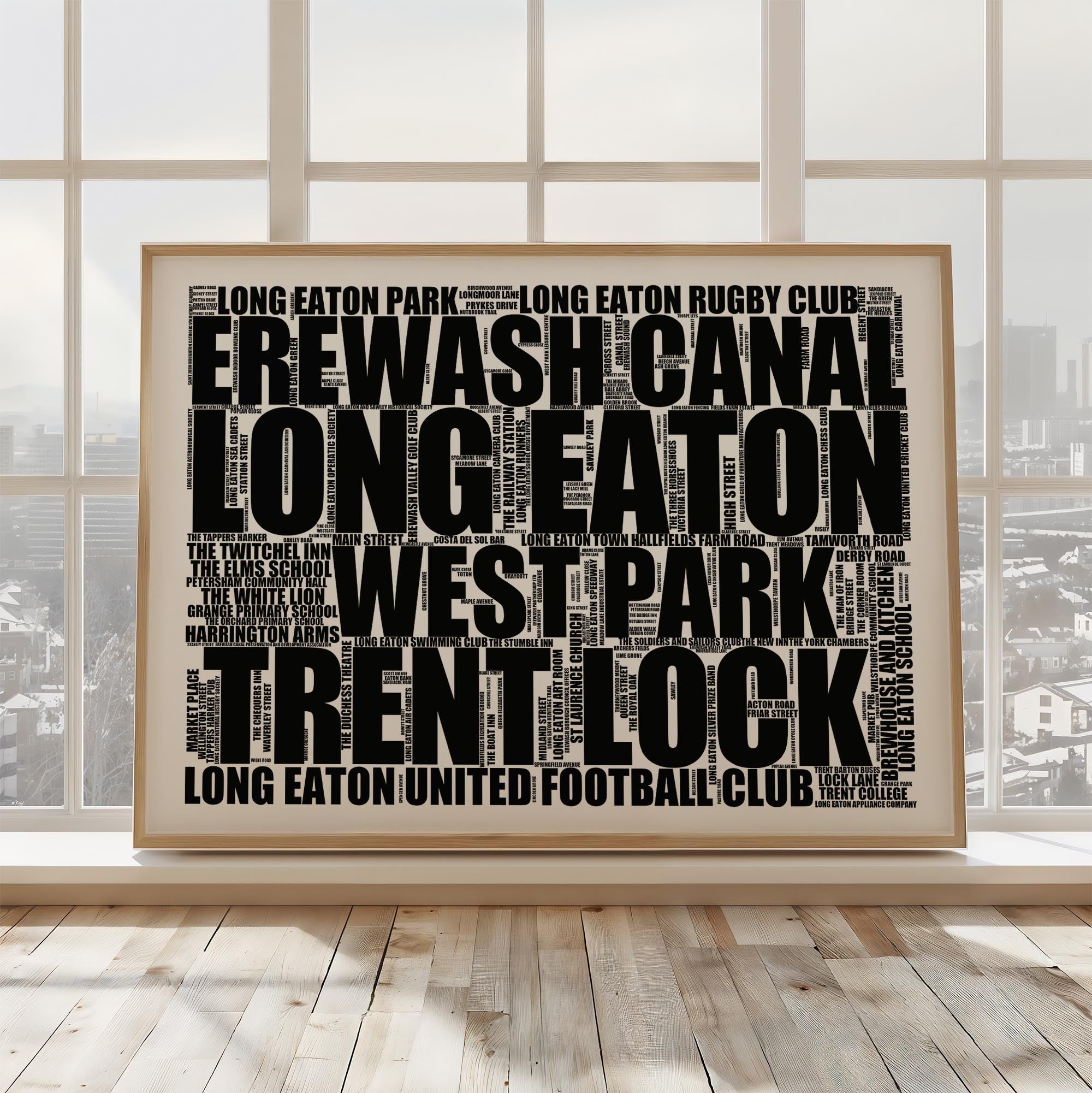 Long Eaton - Premium Typographic Word Cloud Prints, Posters & Gifts