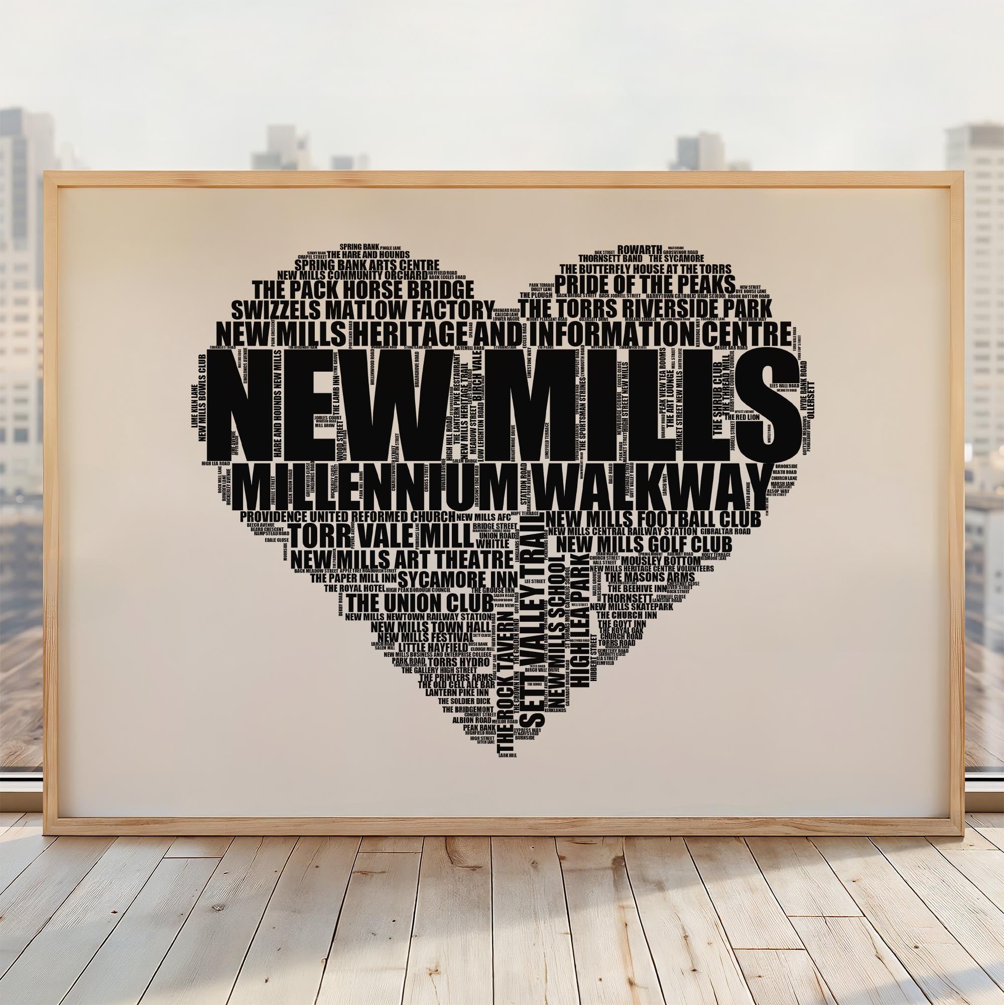 New Mills - Premium Typographic Word Cloud Prints, Posters & Gifts