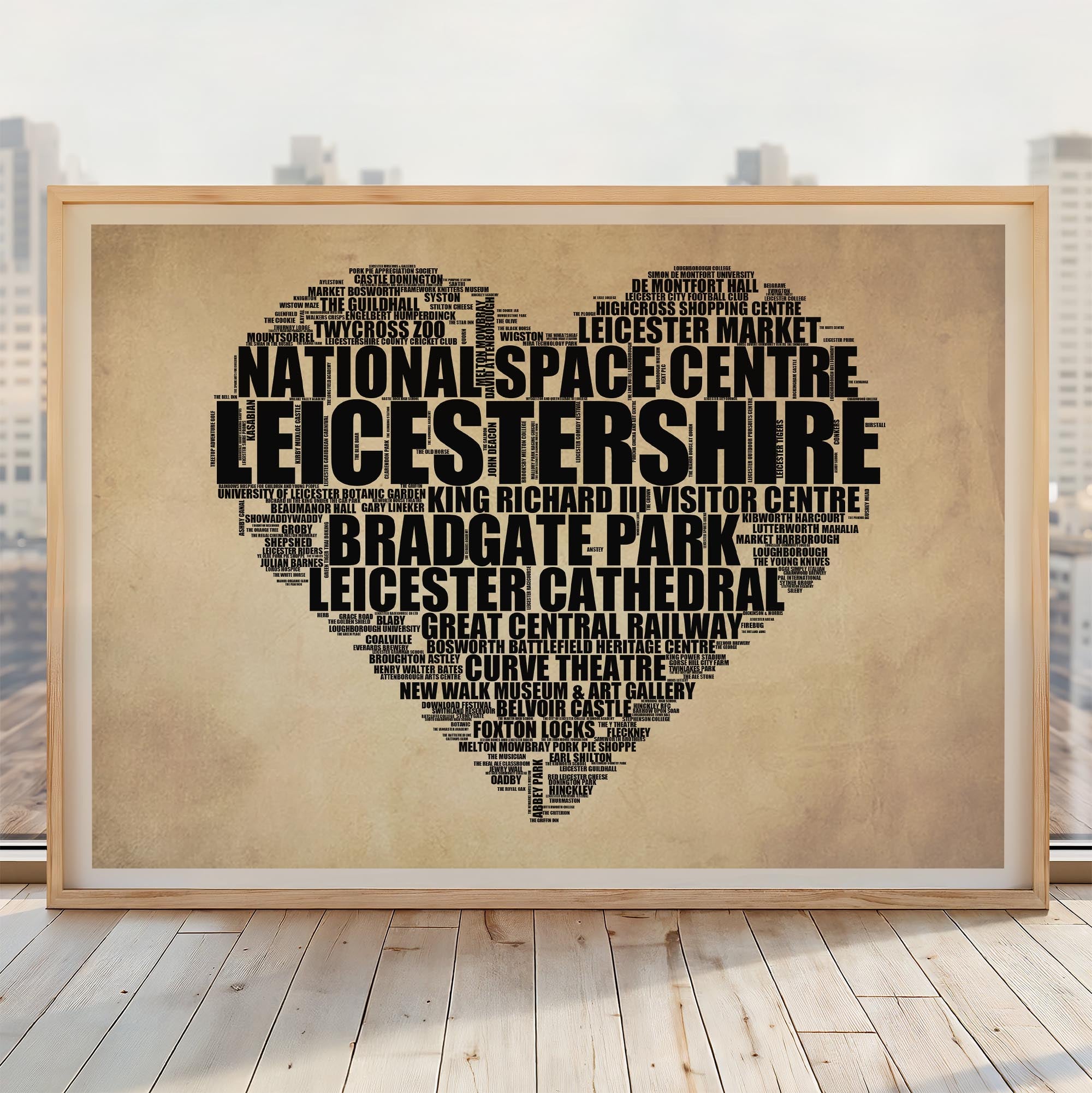 Leicestershire - Premium Typographic Word Cloud Prints, Posters & Gifts