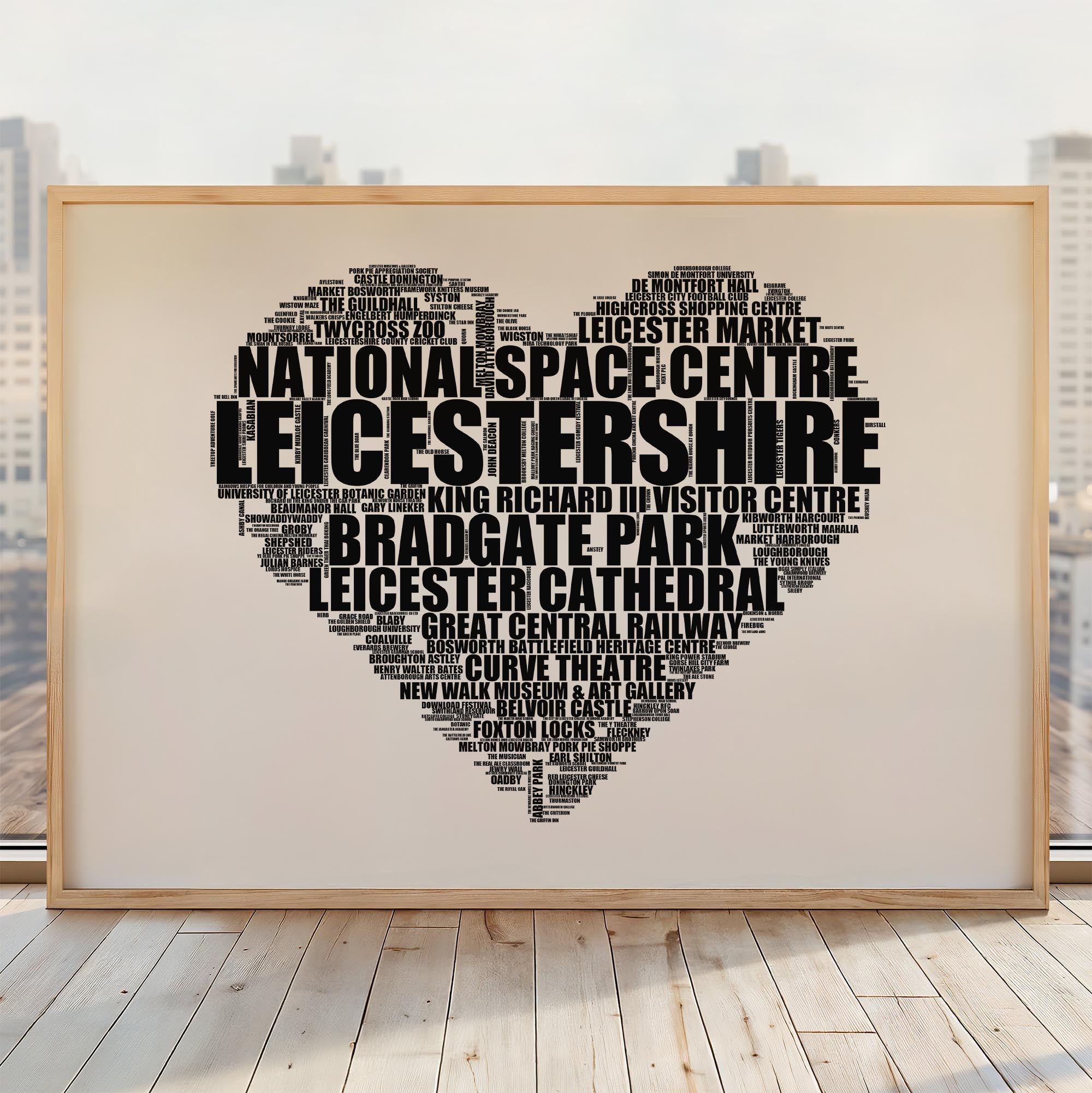 Leicestershire - Premium Typographic Word Cloud Prints, Posters & Gifts