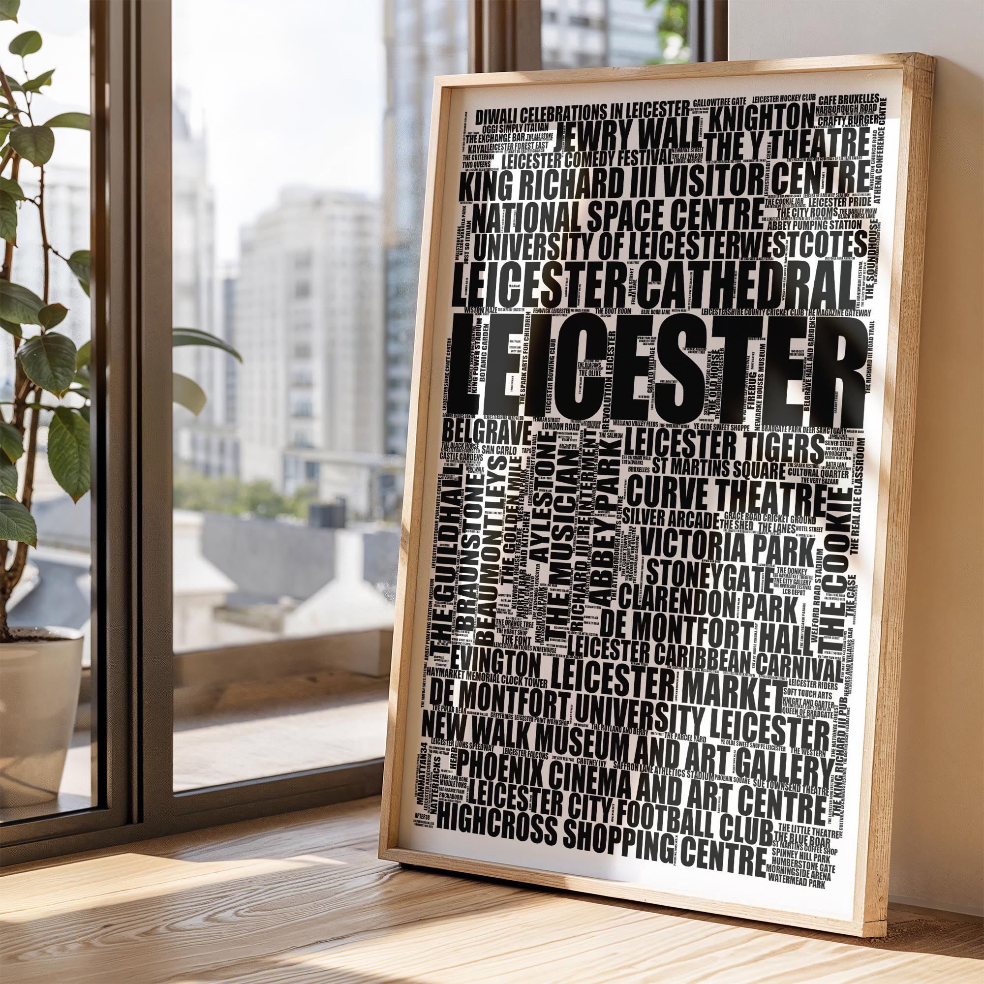 Leicester - Premium Typographic Word Cloud Prints, Posters & Gifts