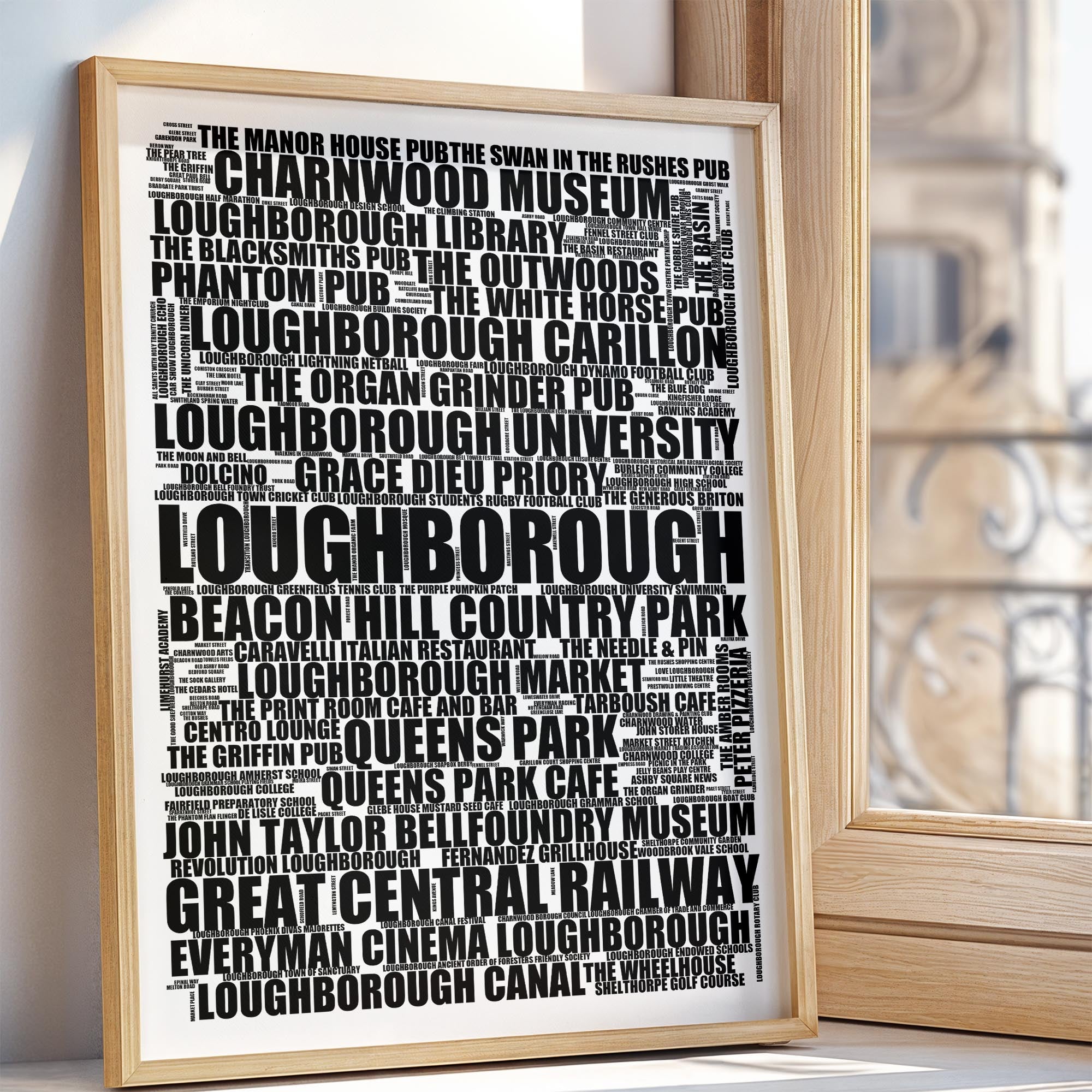 Loughborough - Premium Typographic Word Cloud Prints, Posters & Gifts