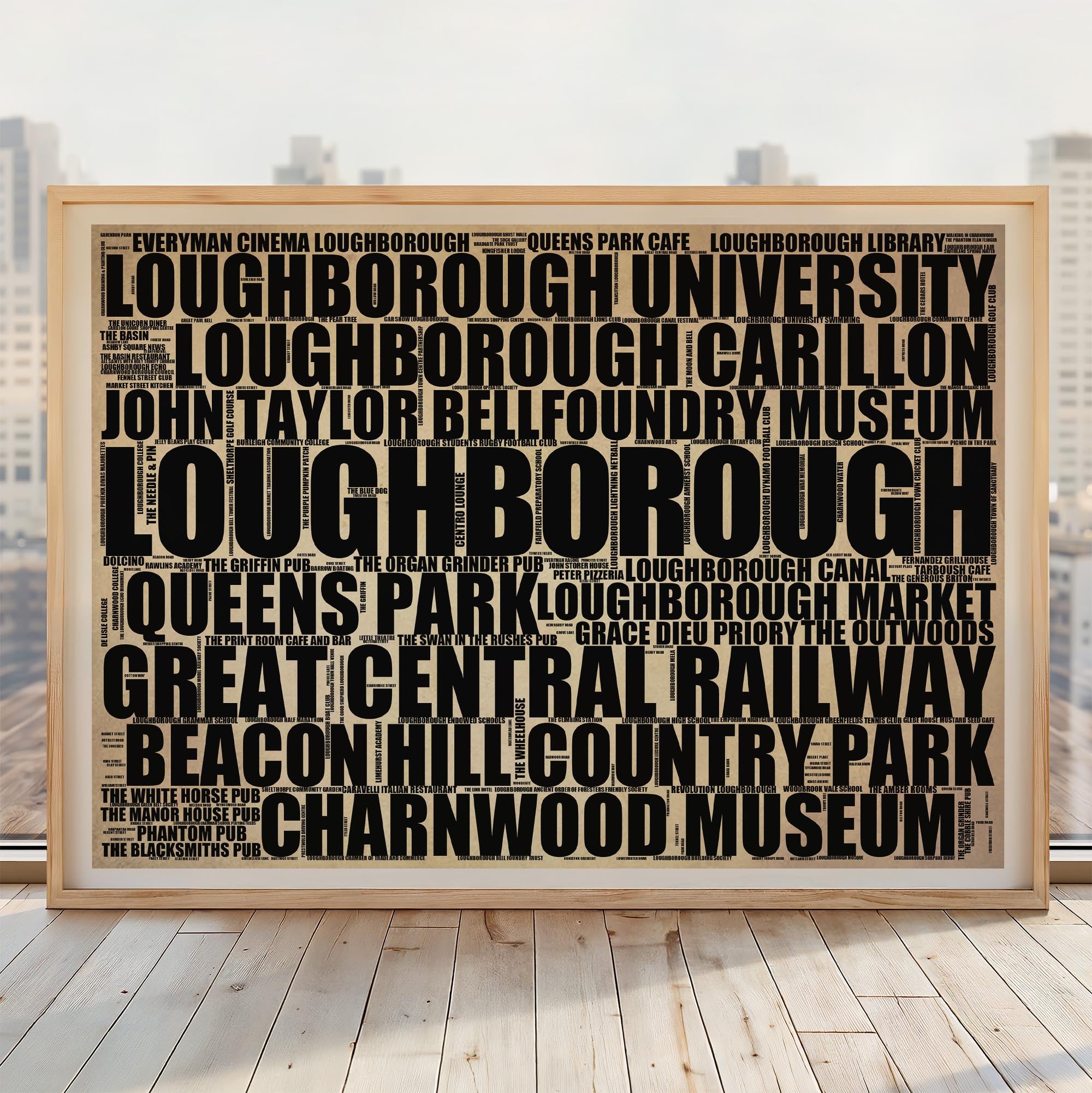 Loughborough - Premium Typographic Word Cloud Prints, Posters & Gifts