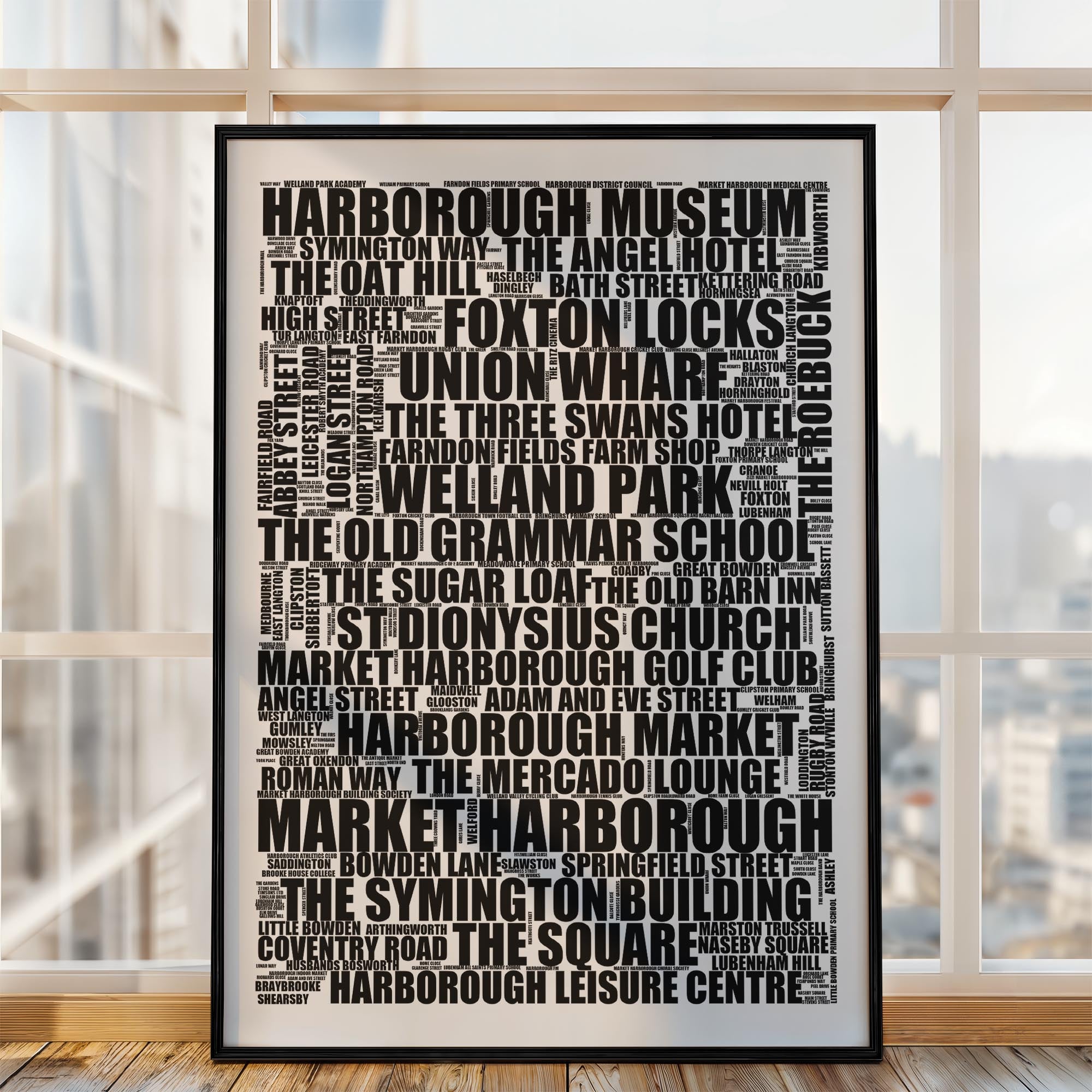 Market Harborough - Premium Typographic Word Cloud Prints, Posters & Gifts