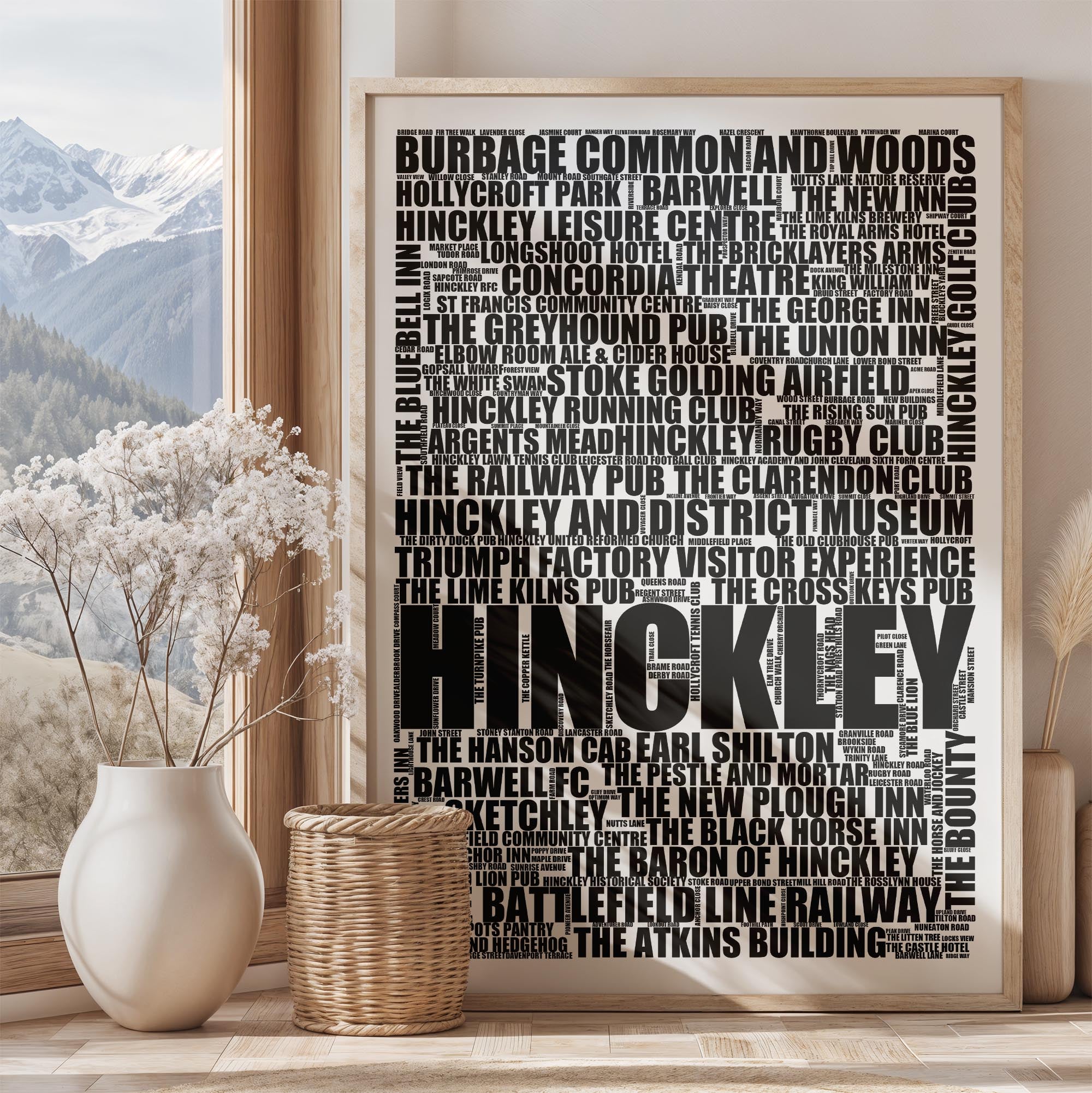 Hinckley - Premium Typographic Word Cloud Prints, Posters & Gifts