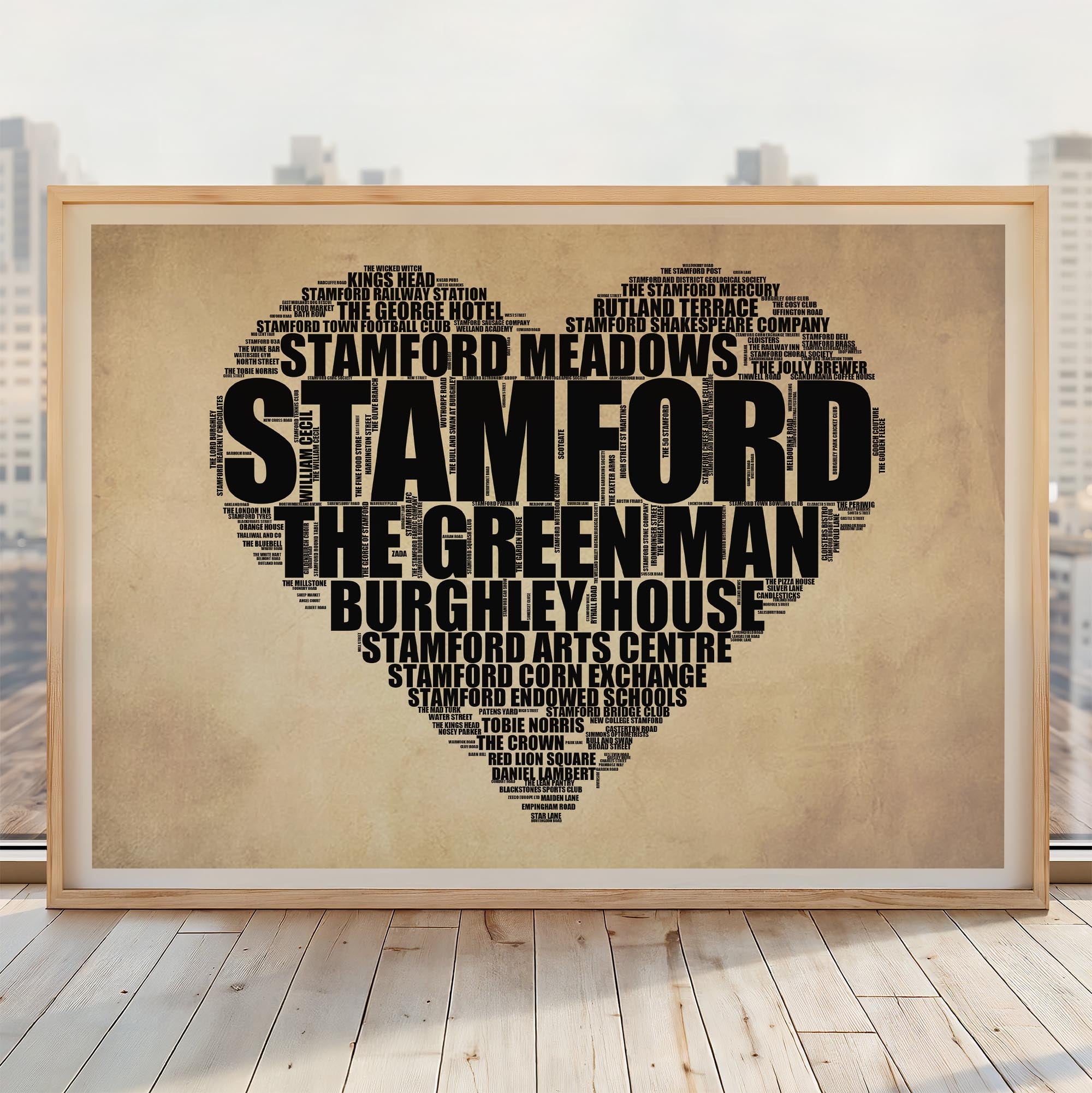 Stamford - Premium Typographic Word Cloud Prints, Posters & Gifts