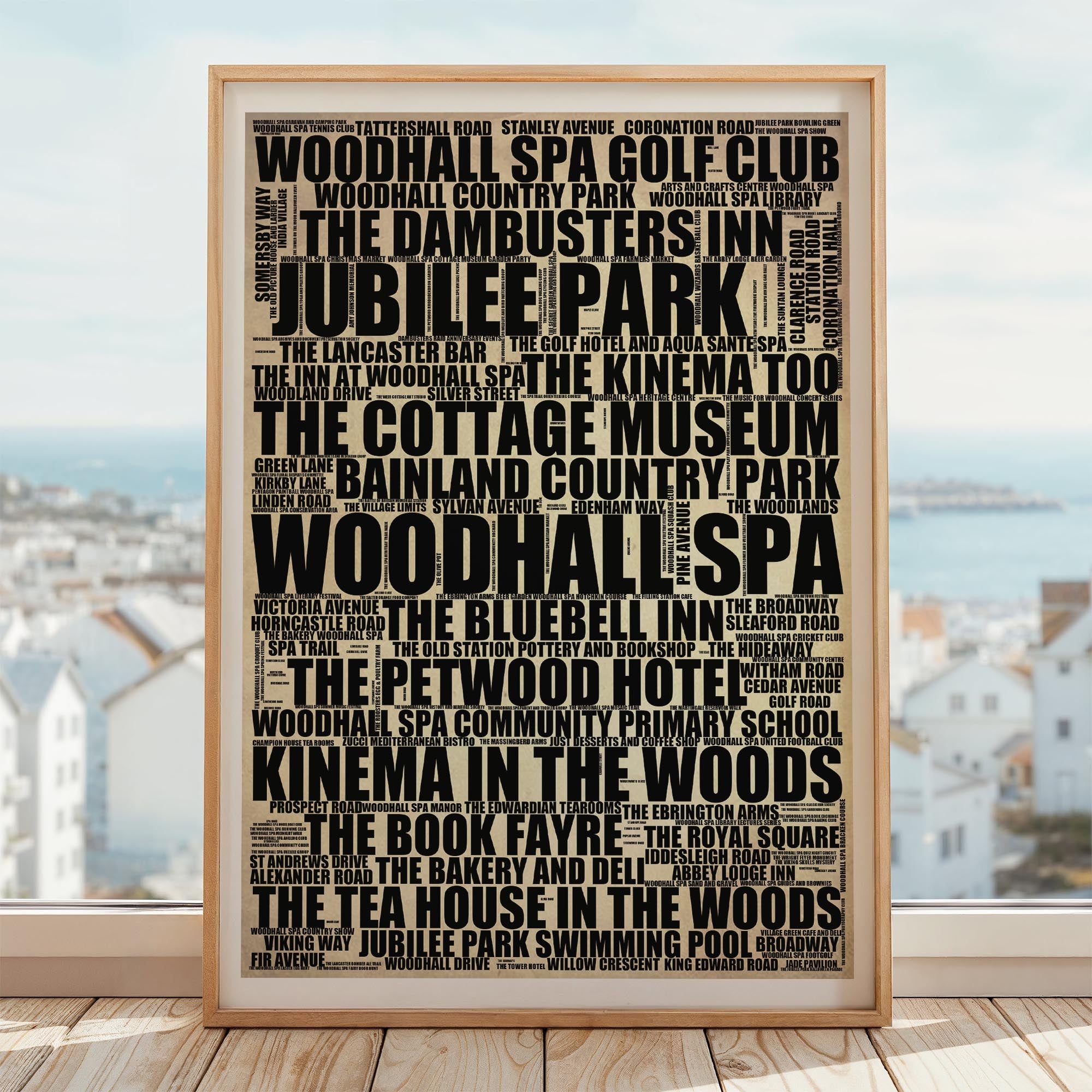 Woodhall Spa - Premium Typographic Word Cloud Prints, Posters & Gifts