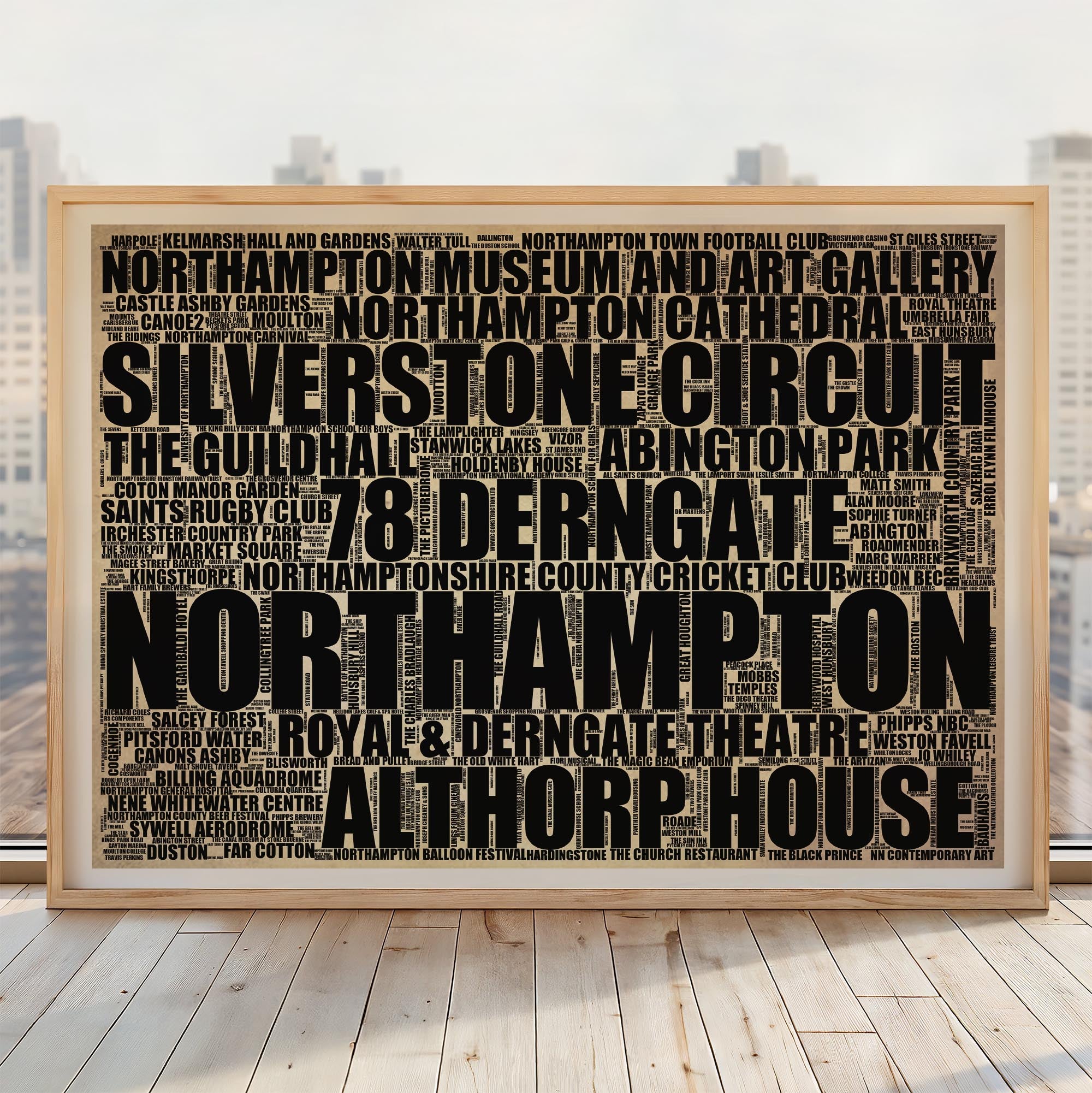 Northampton - Premium Typographic Word Cloud Prints, Posters & Gifts