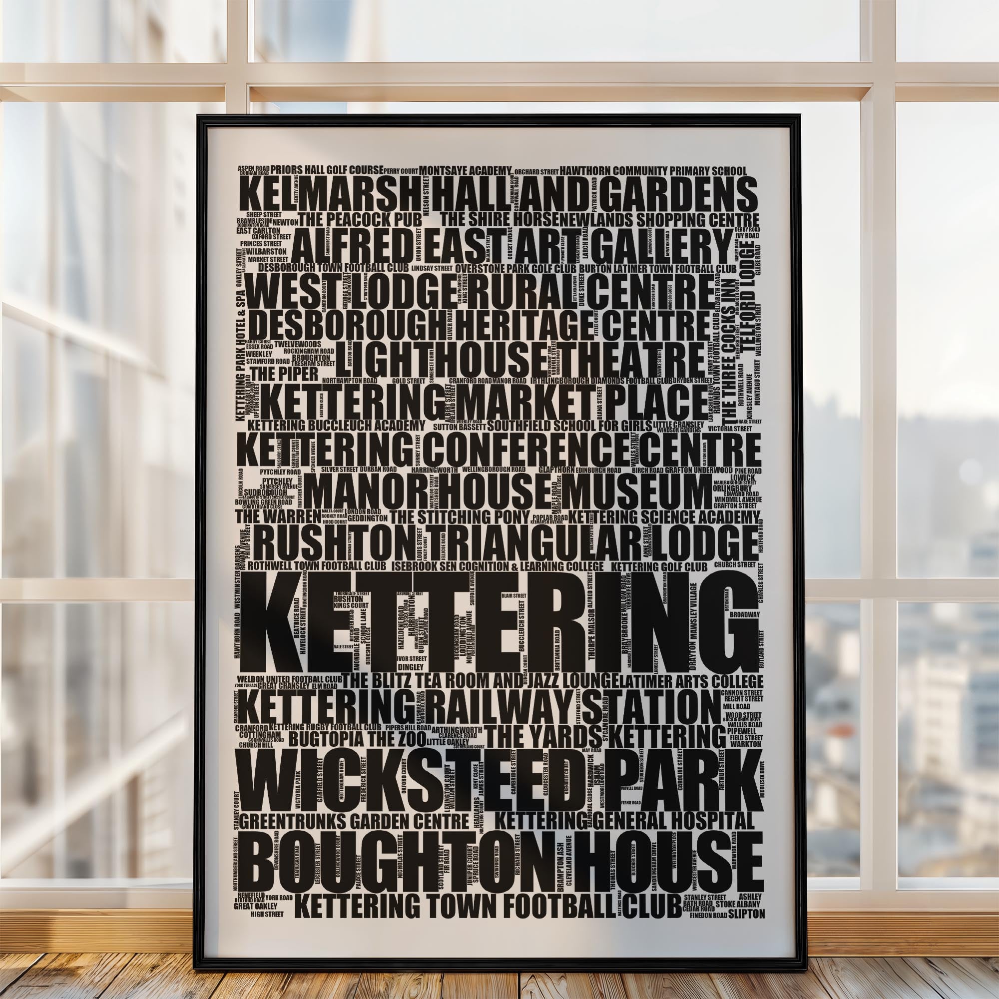 Kettering - Premium Typographic Word Cloud Prints, Posters & Gifts