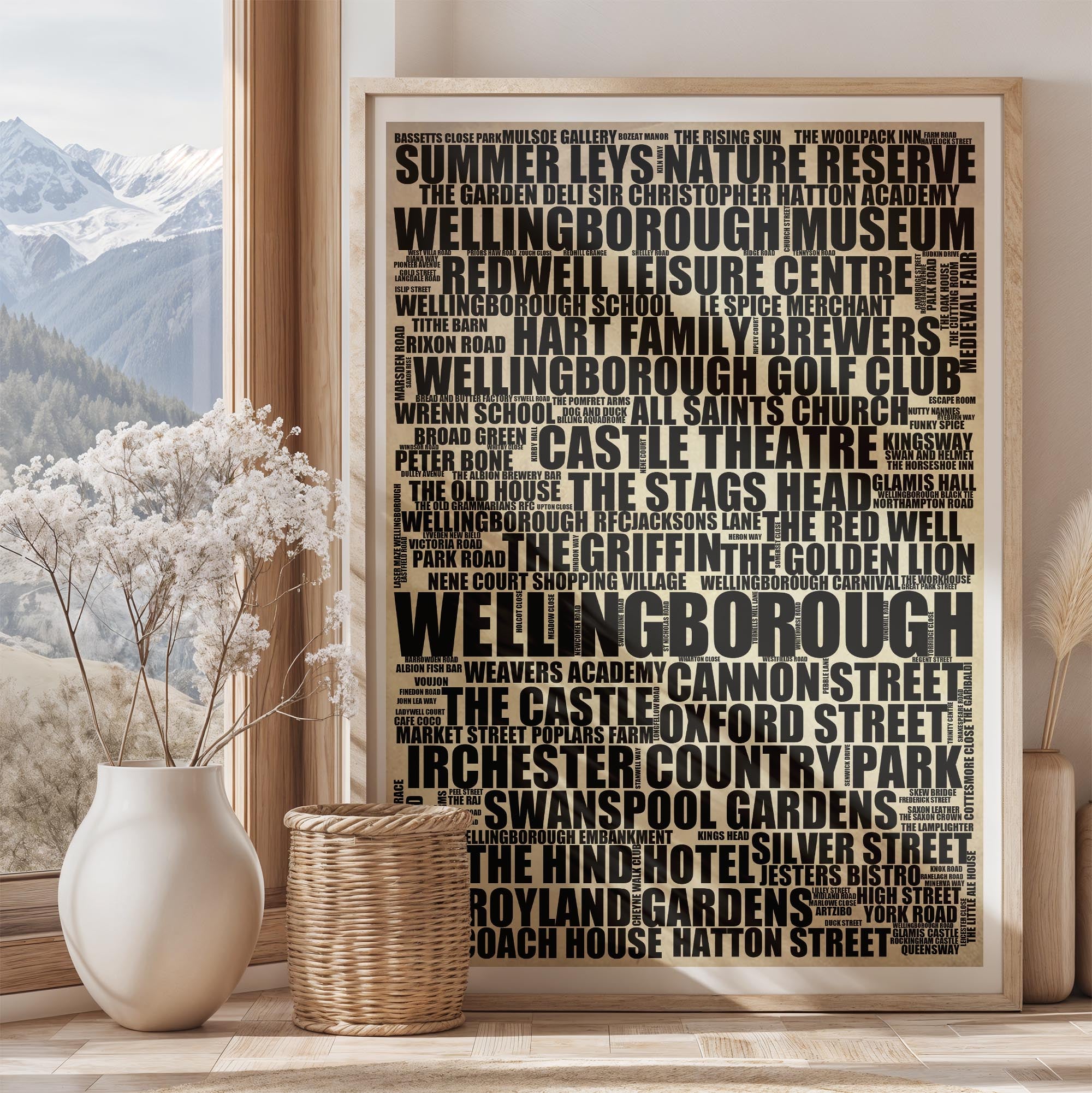 Wellingborough - Premium Typographic Word Cloud Prints, Posters & Gifts