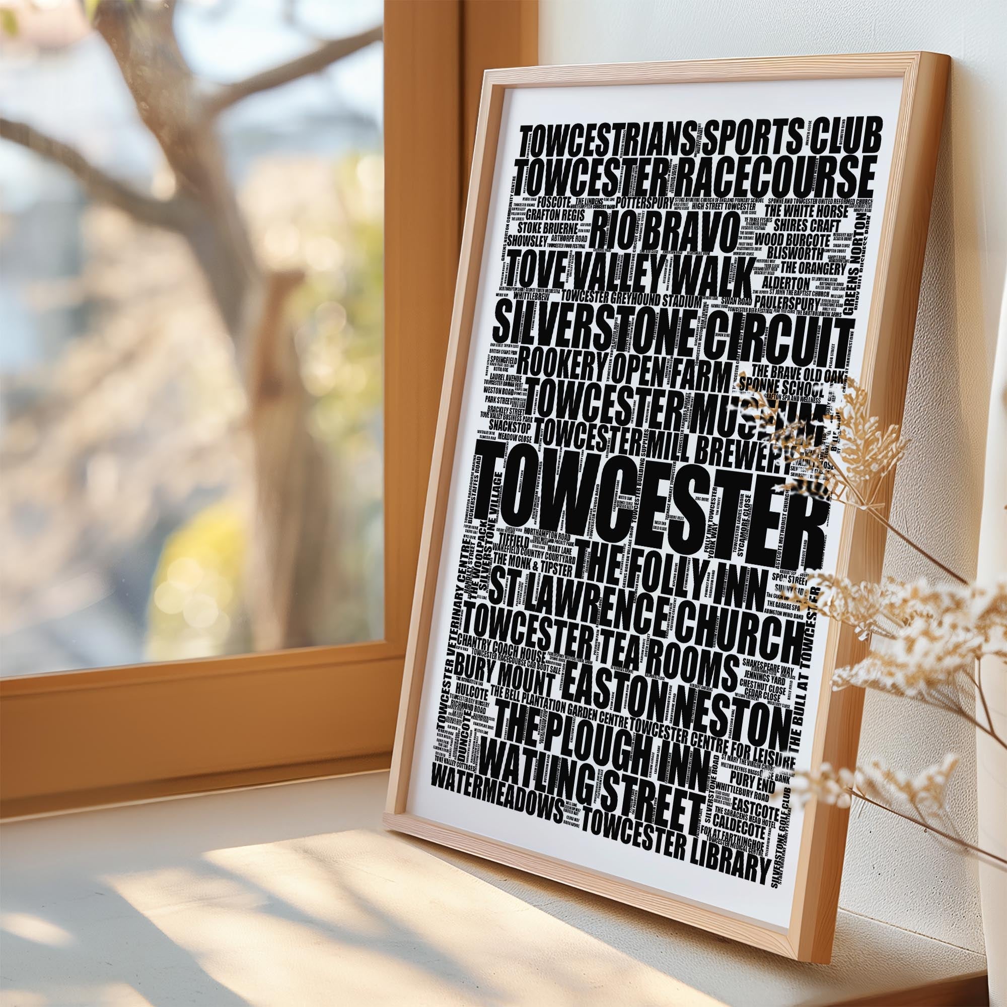 Towcester - Premium Typographic Word Cloud Prints, Posters & Gifts