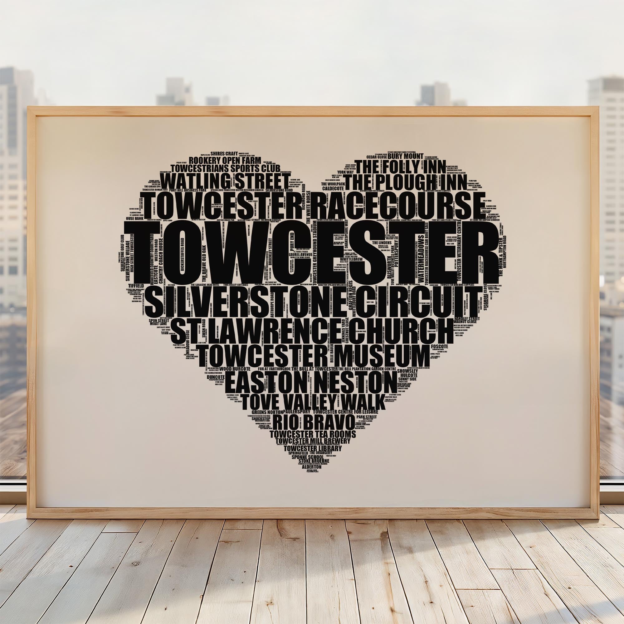 Towcester - Premium Typographic Word Cloud Prints, Posters & Gifts