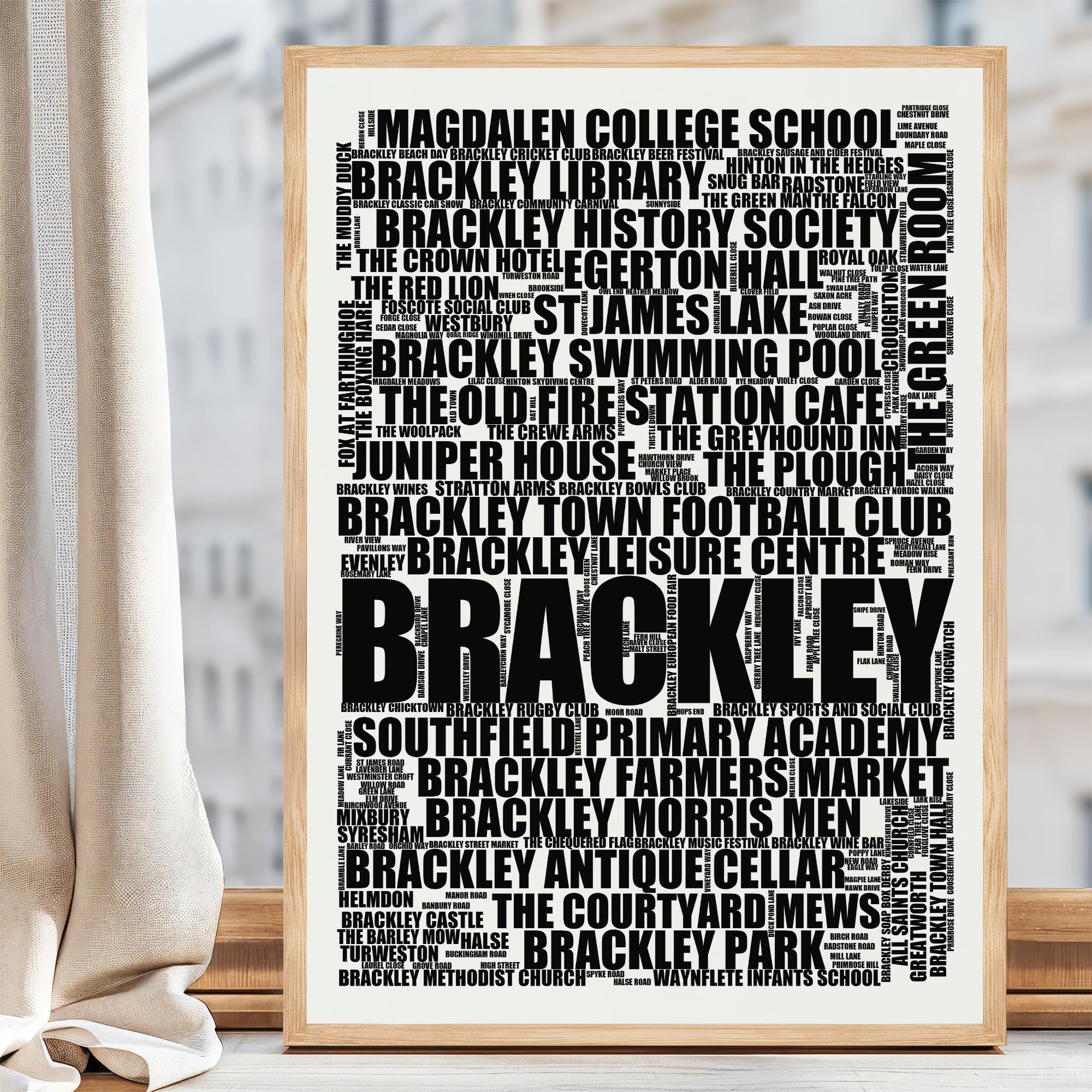 Brackley - Premium Typographic Word Cloud Prints, Posters & Gifts