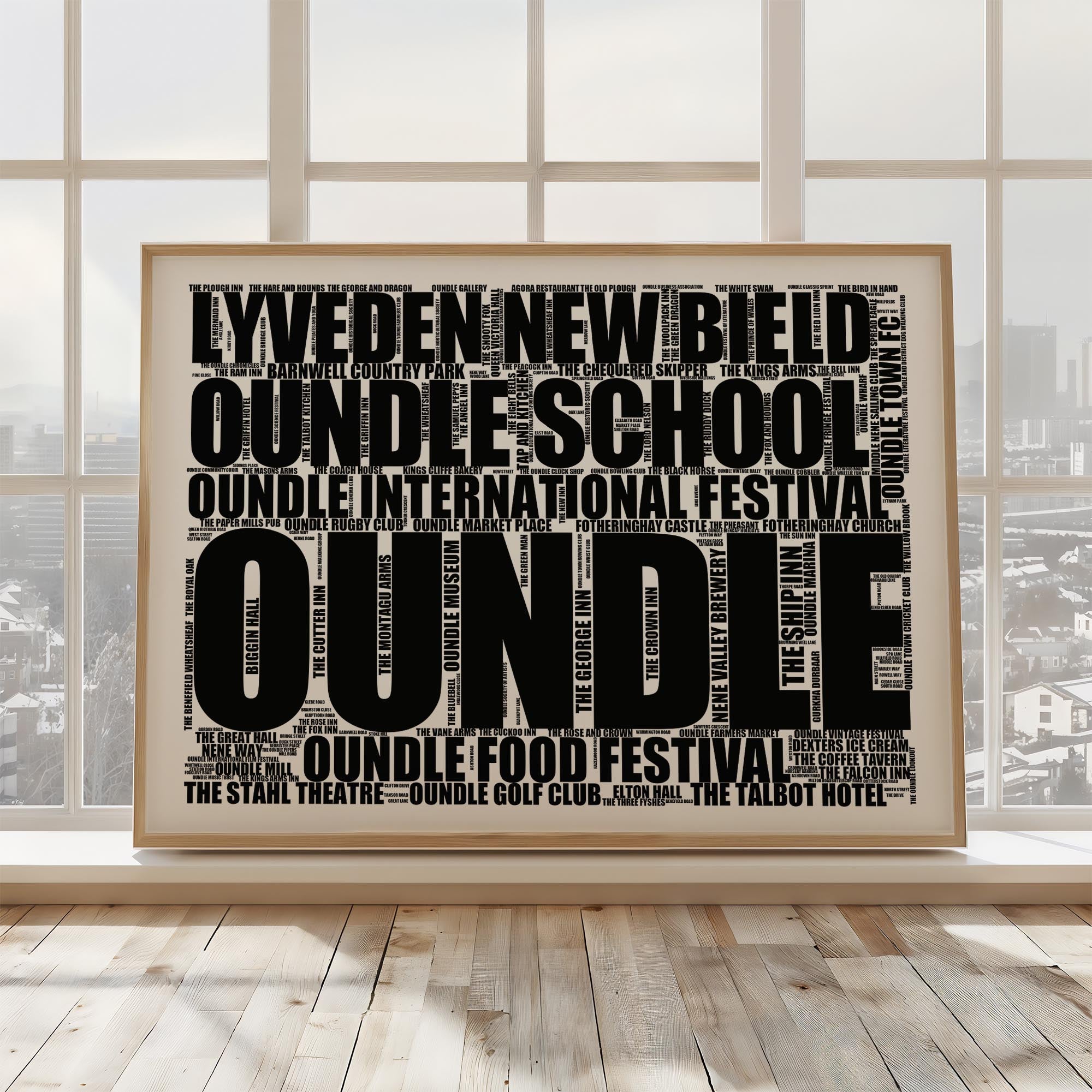 Oundle - Premium Typographic Word Cloud Prints, Posters & Gifts