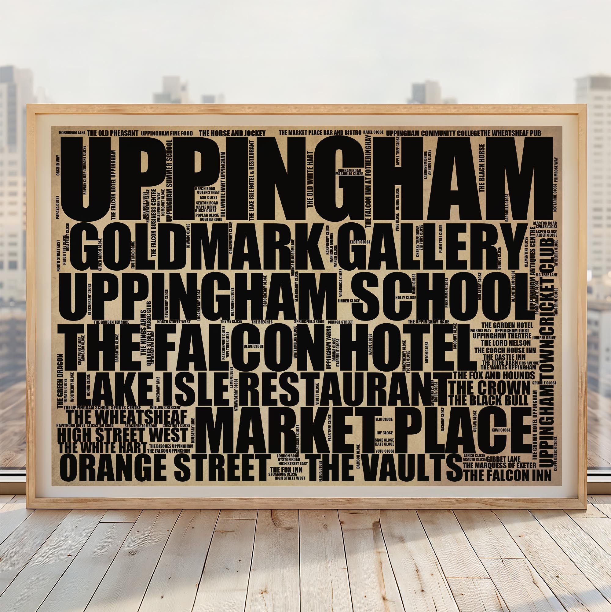 Uppingham - Premium Typographic Word Cloud Prints, Posters & Gifts
