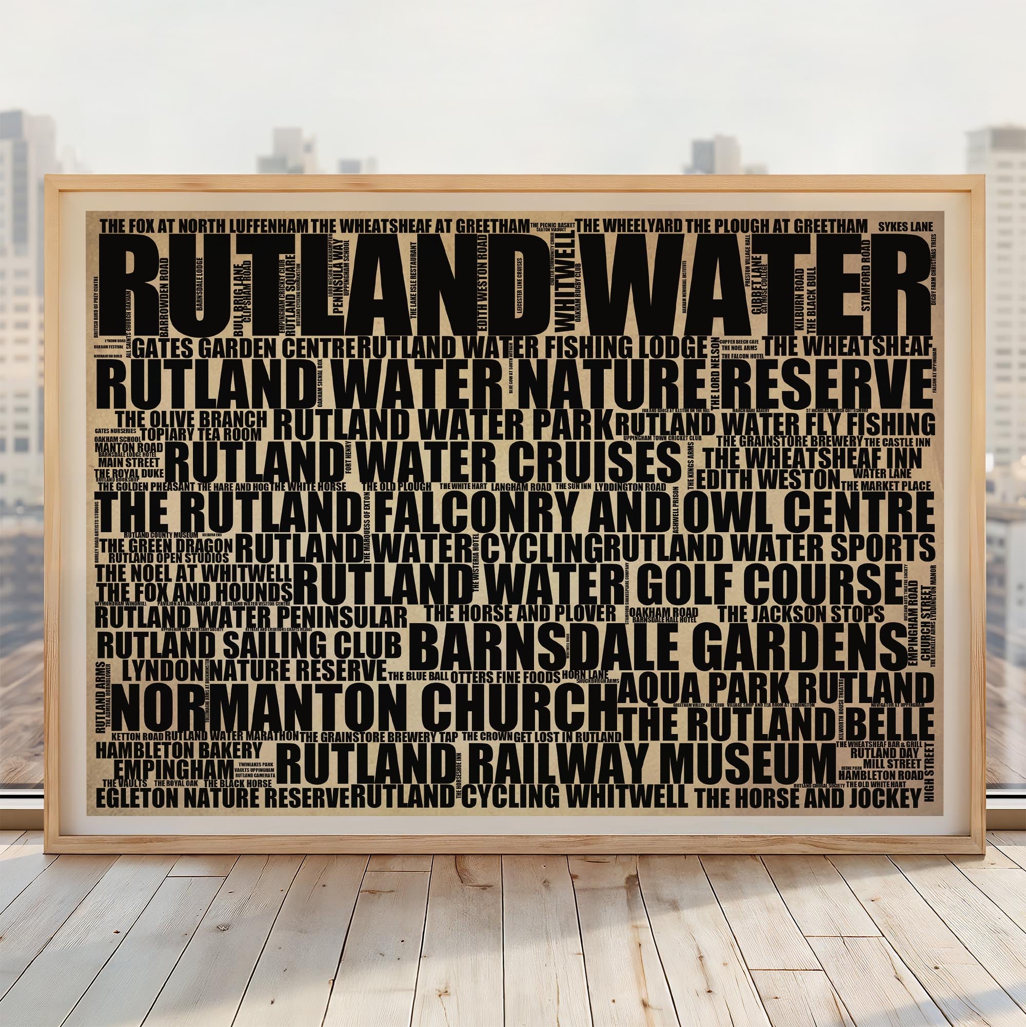 Rutland Water - Premium Typographic Word Cloud Prints, Posters & Gifts